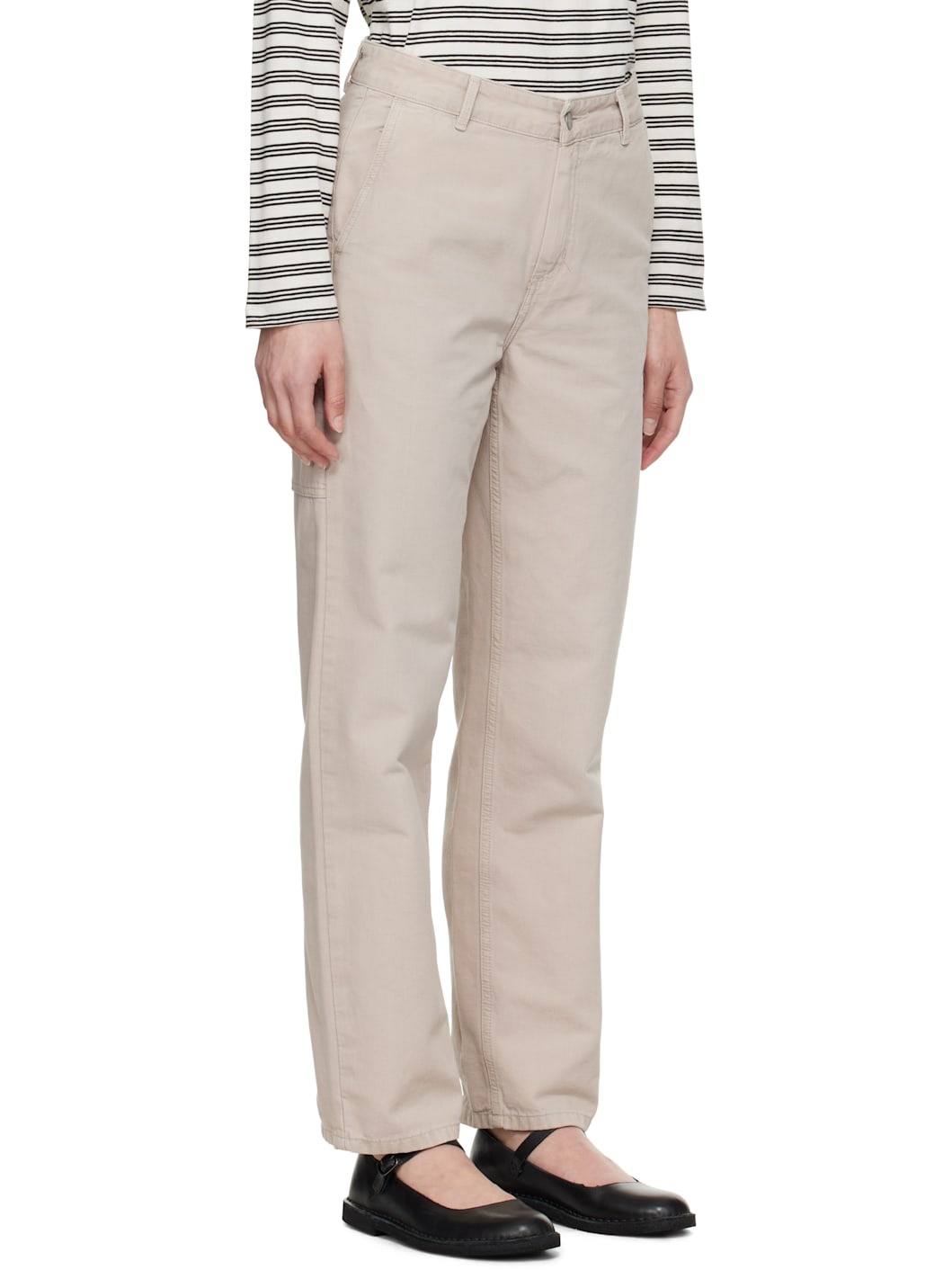 Beige Pierce Straight Trousers - 2