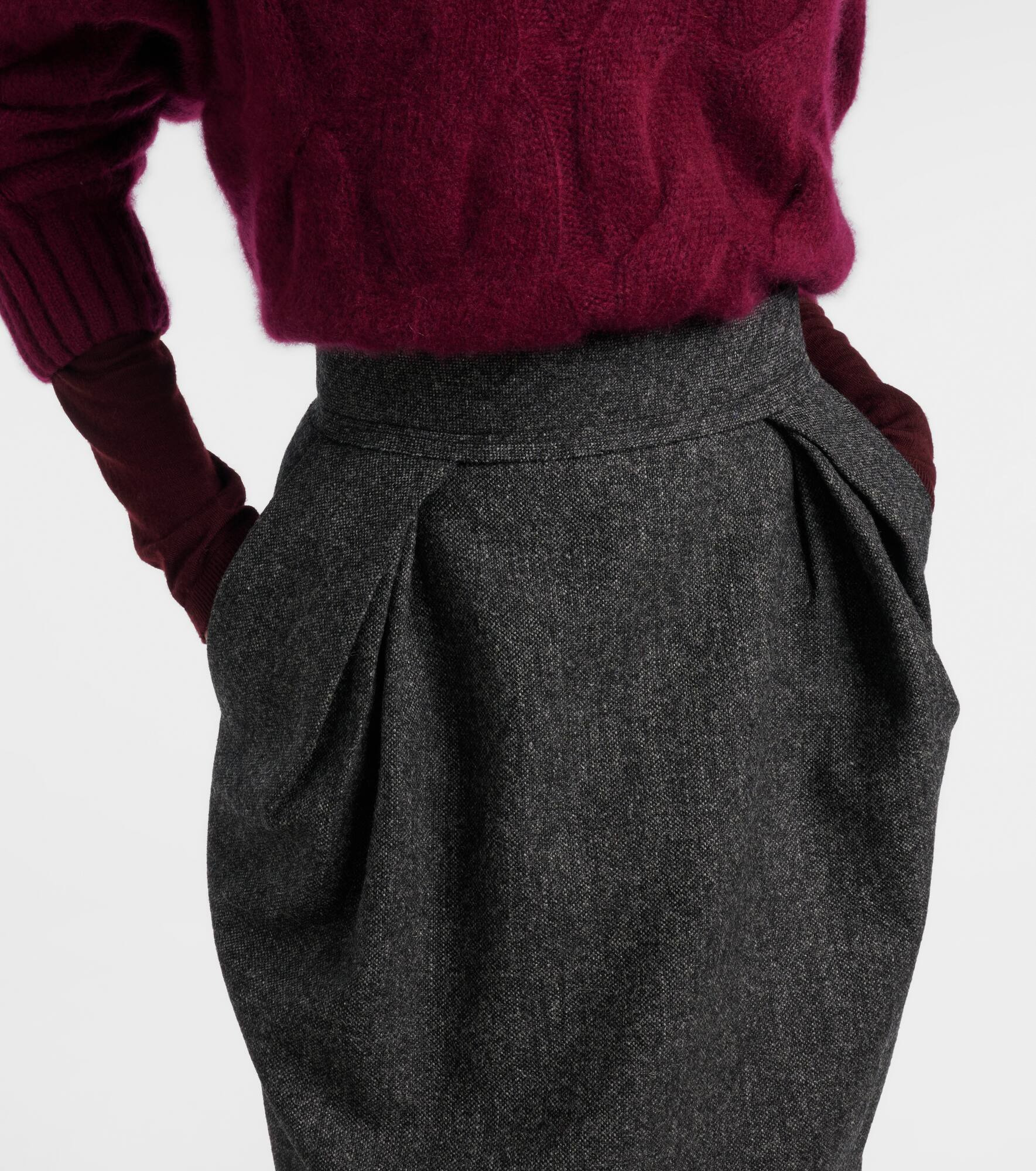 High-rise wool pencil skirt - 4
