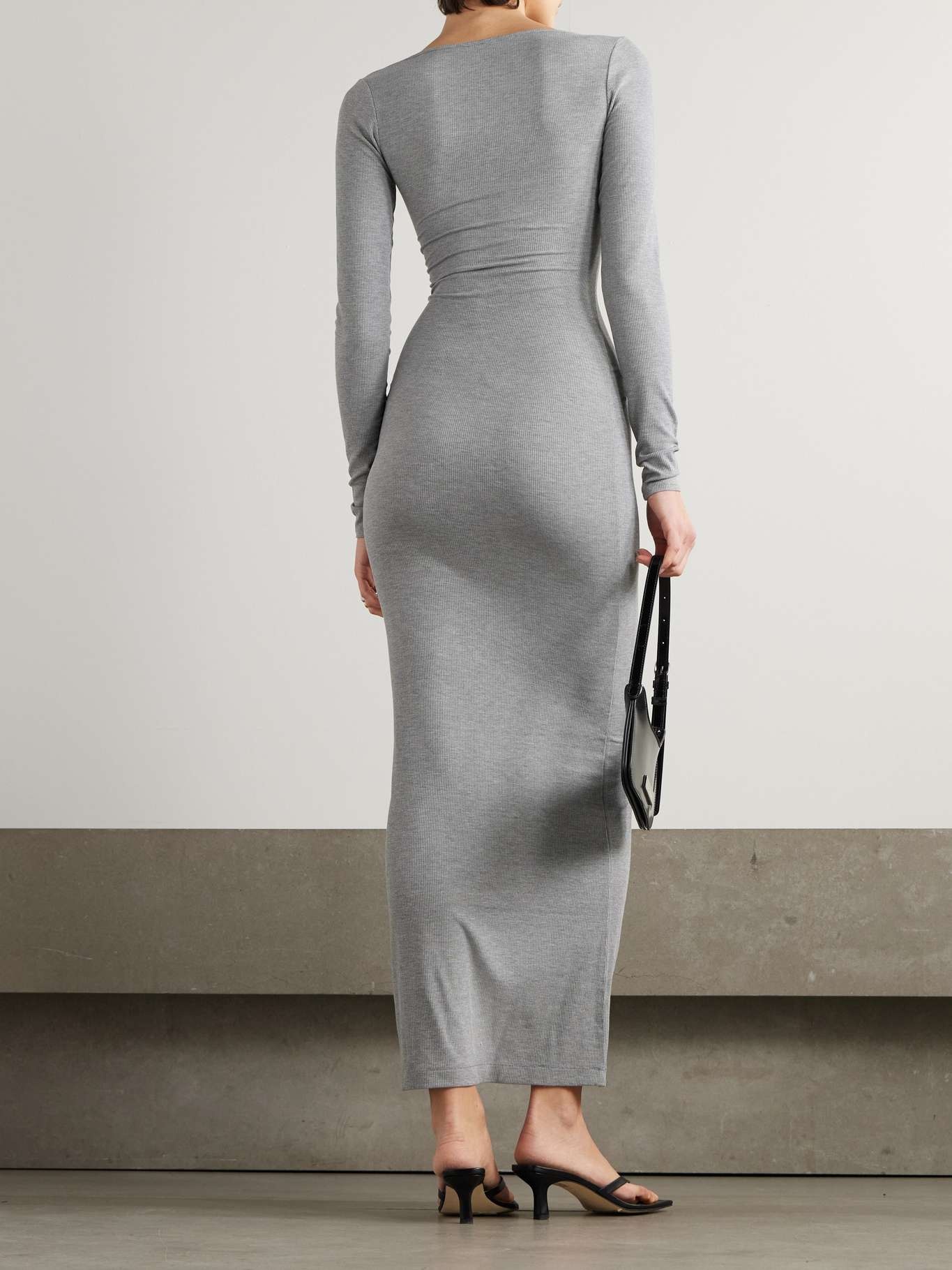 Soft Lounge ribbed stretch-modal maxi dress - Onyx Light gray - 3