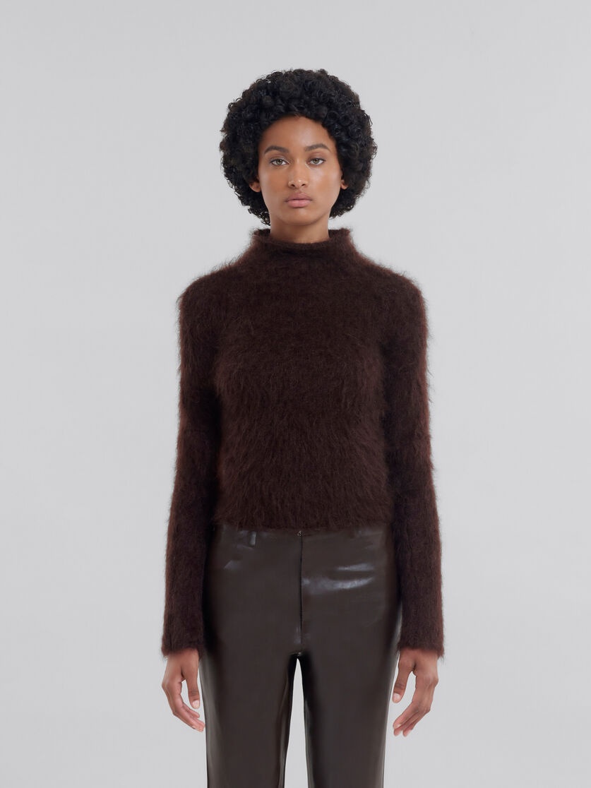 BRUSHED BROWN MOHAIR TURTLENECK - 2