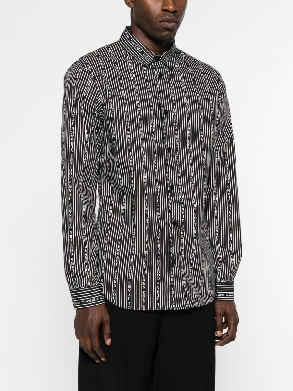 logo-print striped shirt - 3