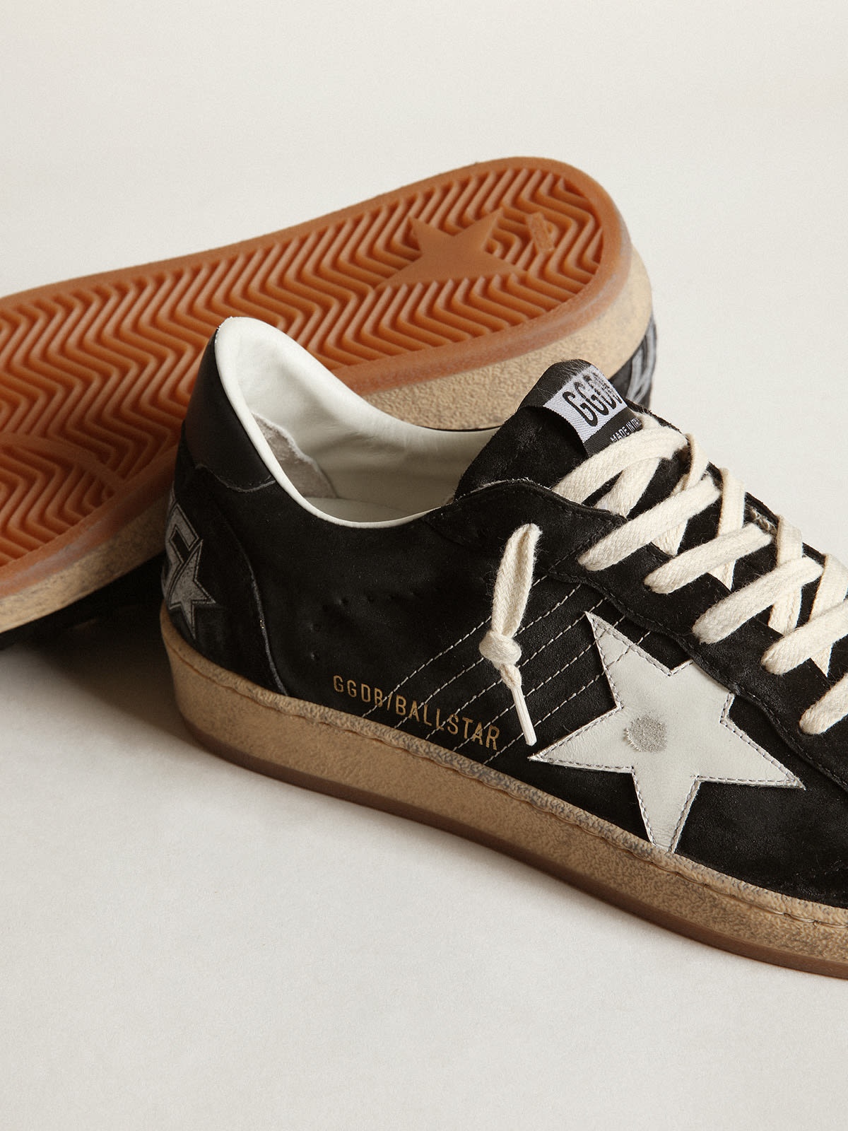 Men's Ball Star in black suede with white leather star - 4