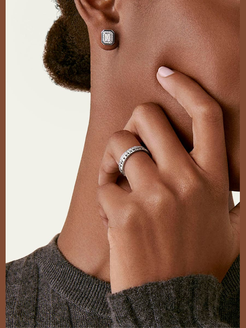 Boucheron Vendome Lisere Stud Earrings with Black Lacquer and Diamonds outlook