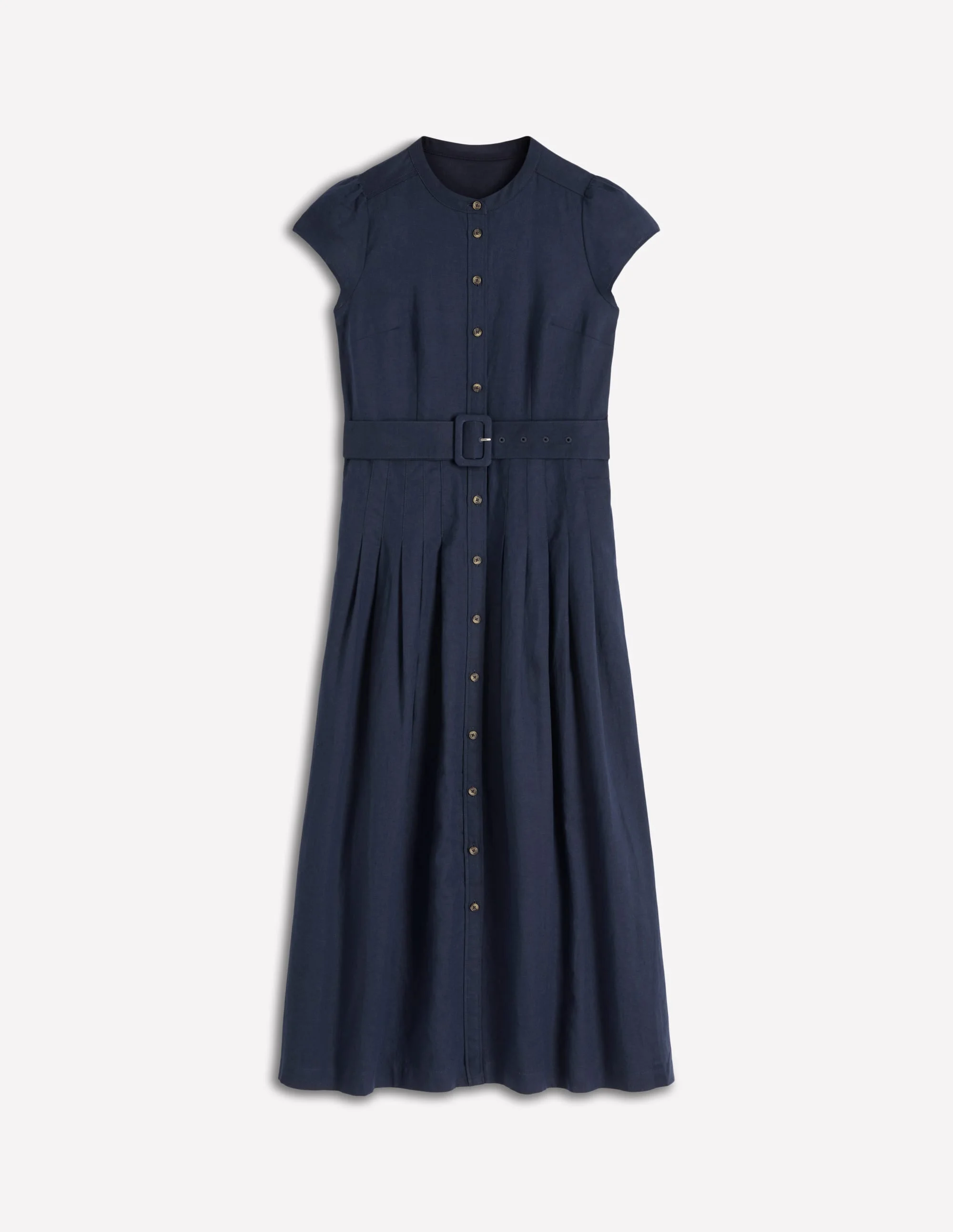 Arabella Linen Blend Dress-Navy - 1