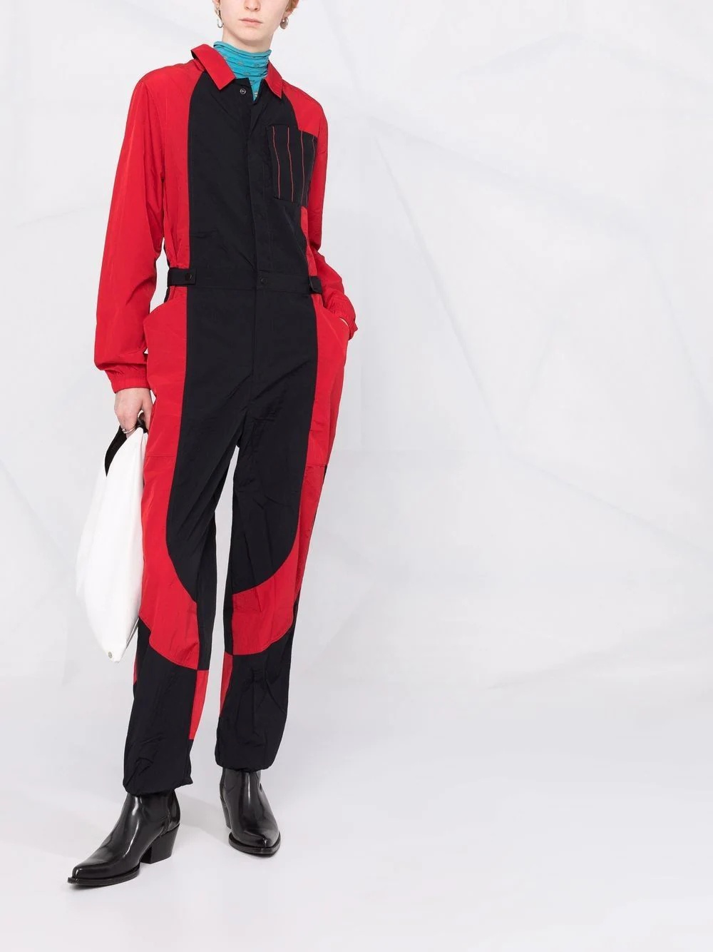 Essentials colour-block panelled flight suit - 2