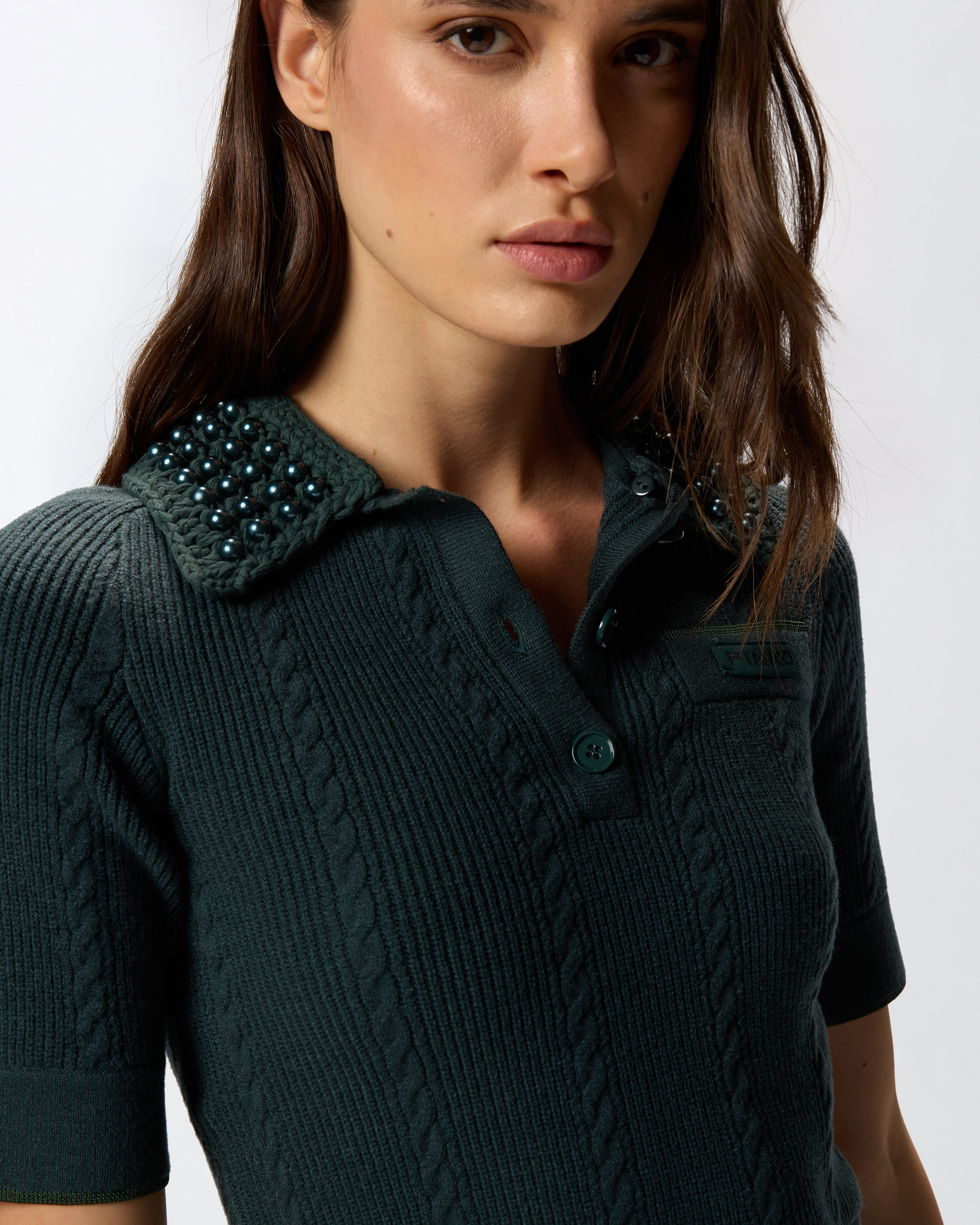 POLO-STYLE SWEATER WITH PEARLS - 5