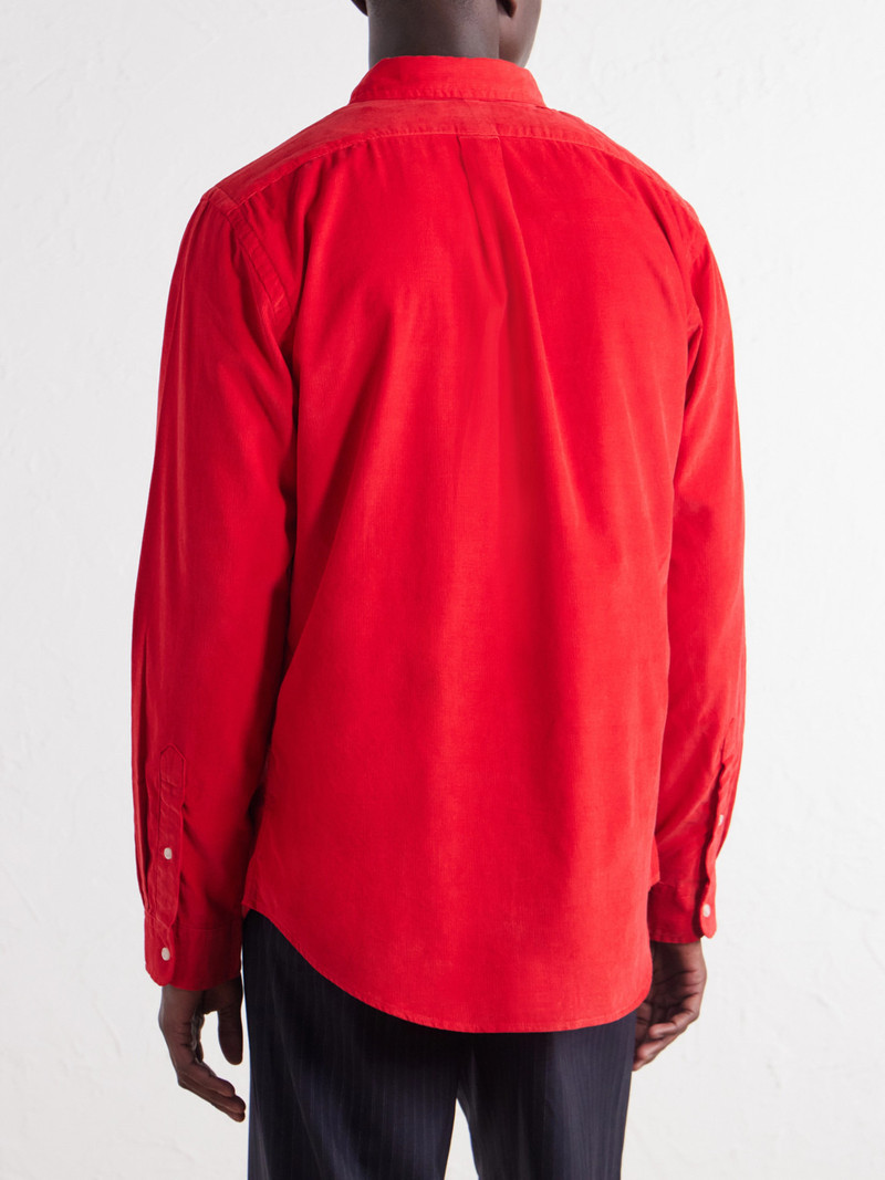 Button-Down Collar Logo-Embroidered Cotton-Corduroy Shirt 4