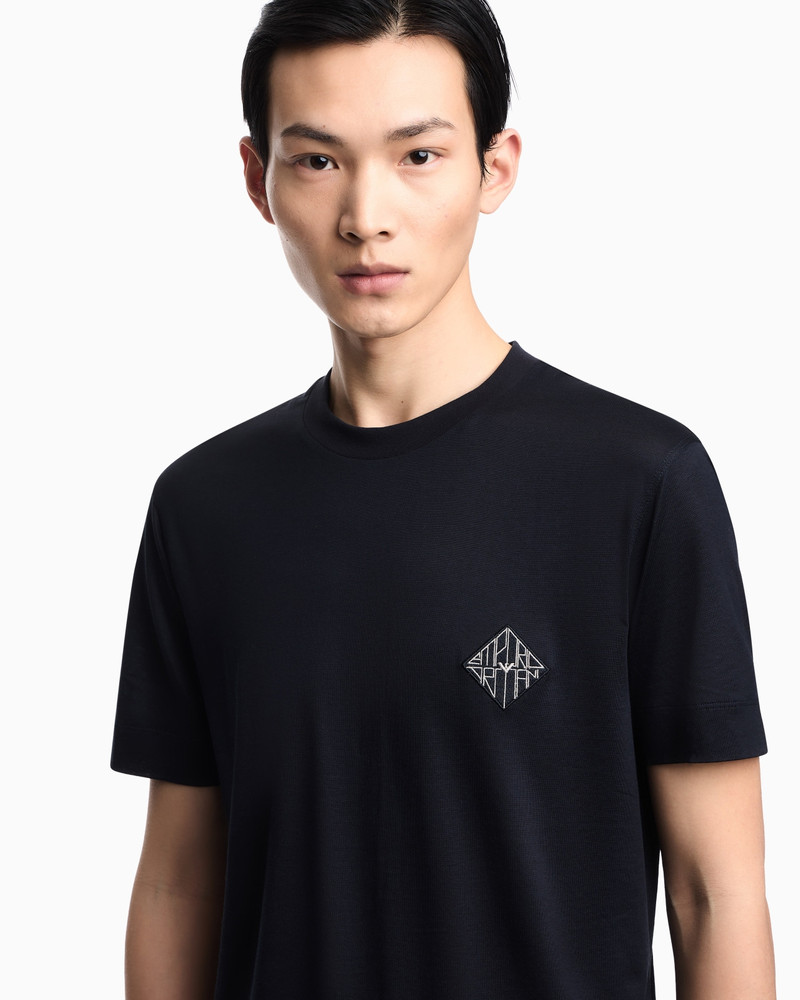 SLIM-FIT LYOCELL-BLEND JERSEY T-SHIRT WITH LOGO PATCH 5