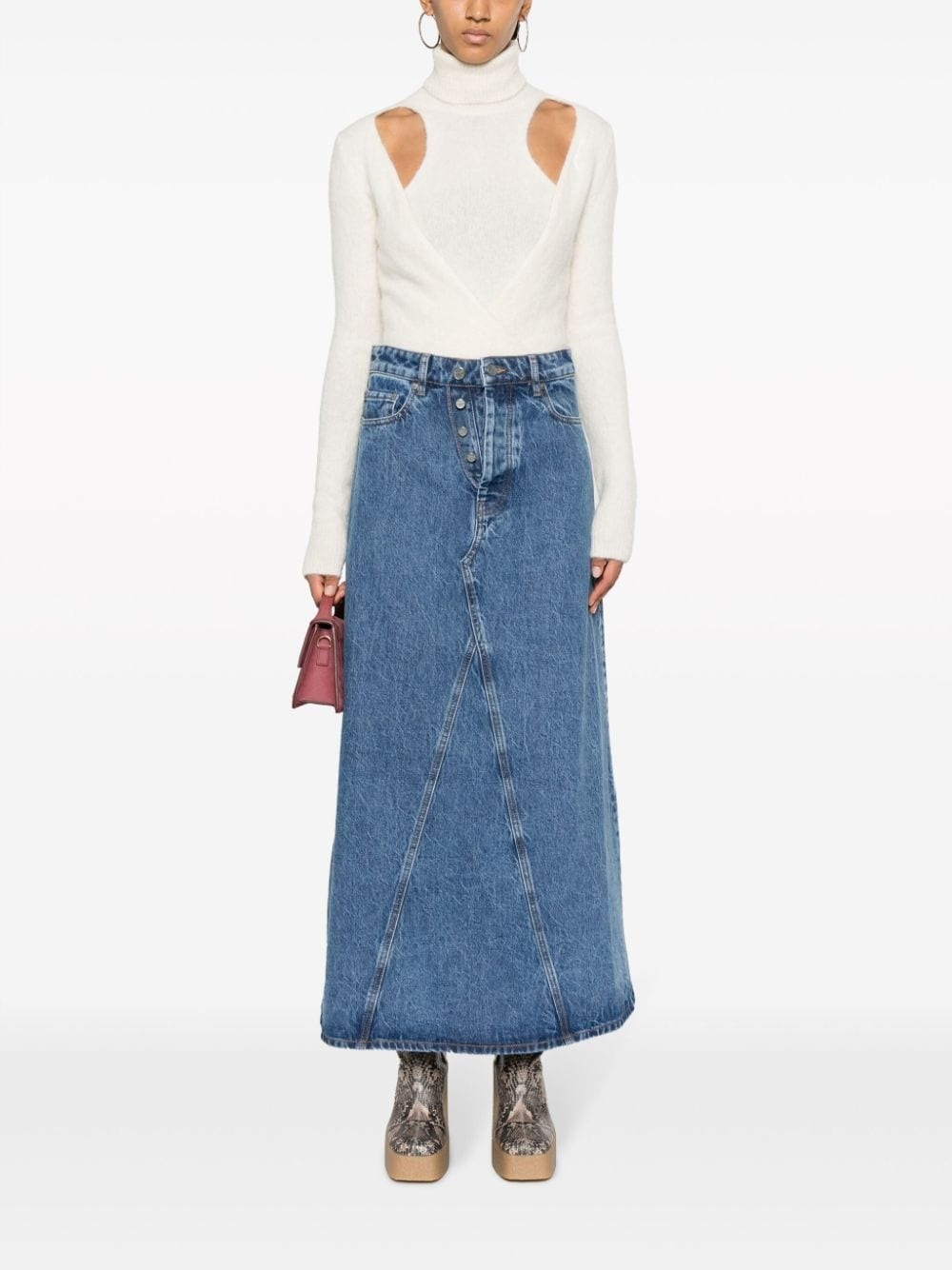 high-waisted denim maxi skirt - 2