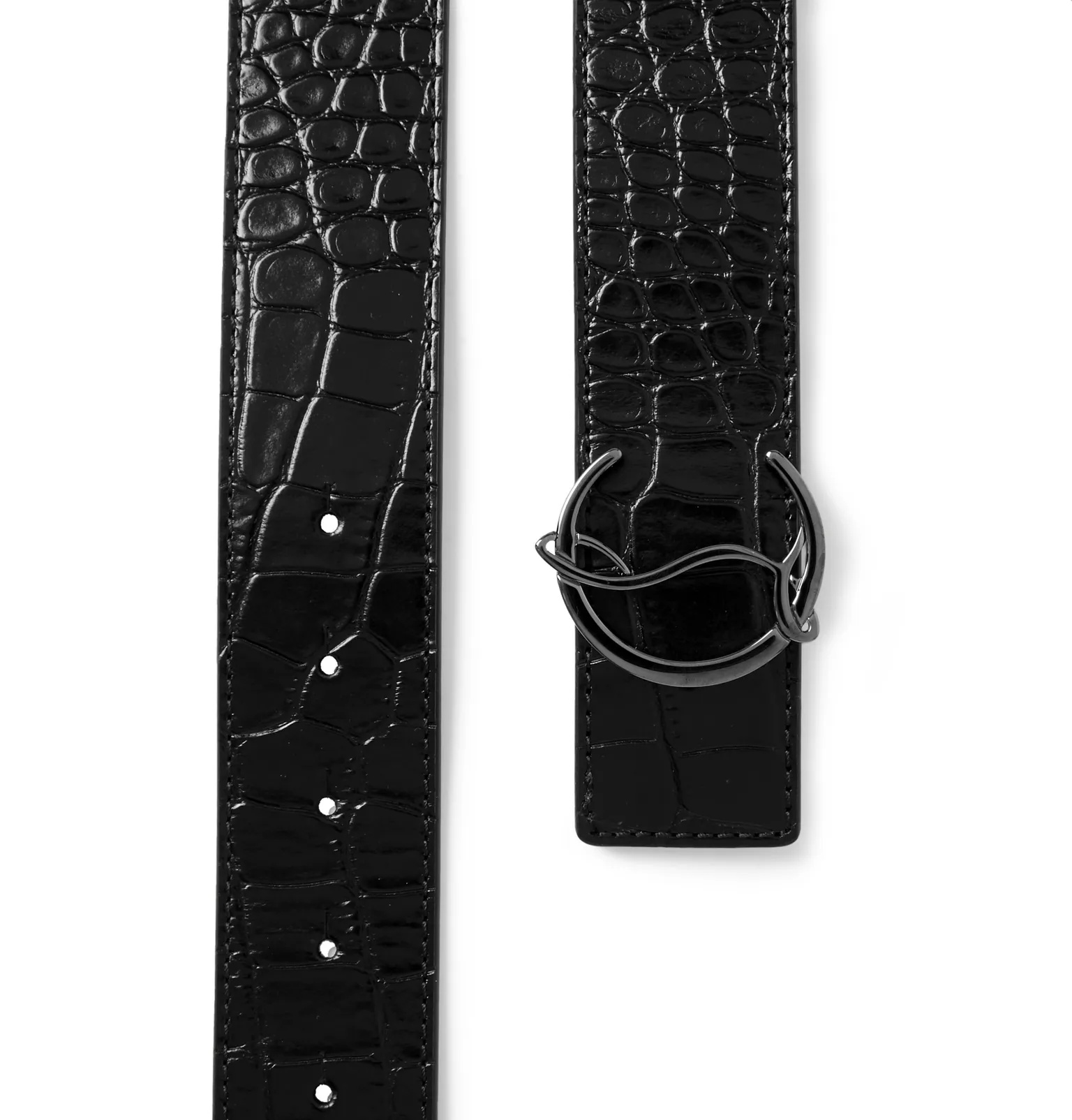 4cm Croc-Effect Leather Belt - 3