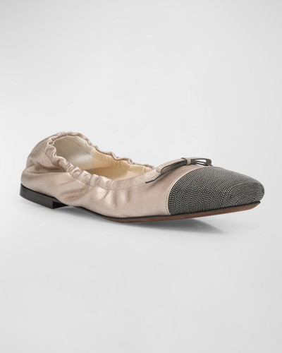Brunello Cucinelli Metallic Cap-Toe Ballerina Flats outlook