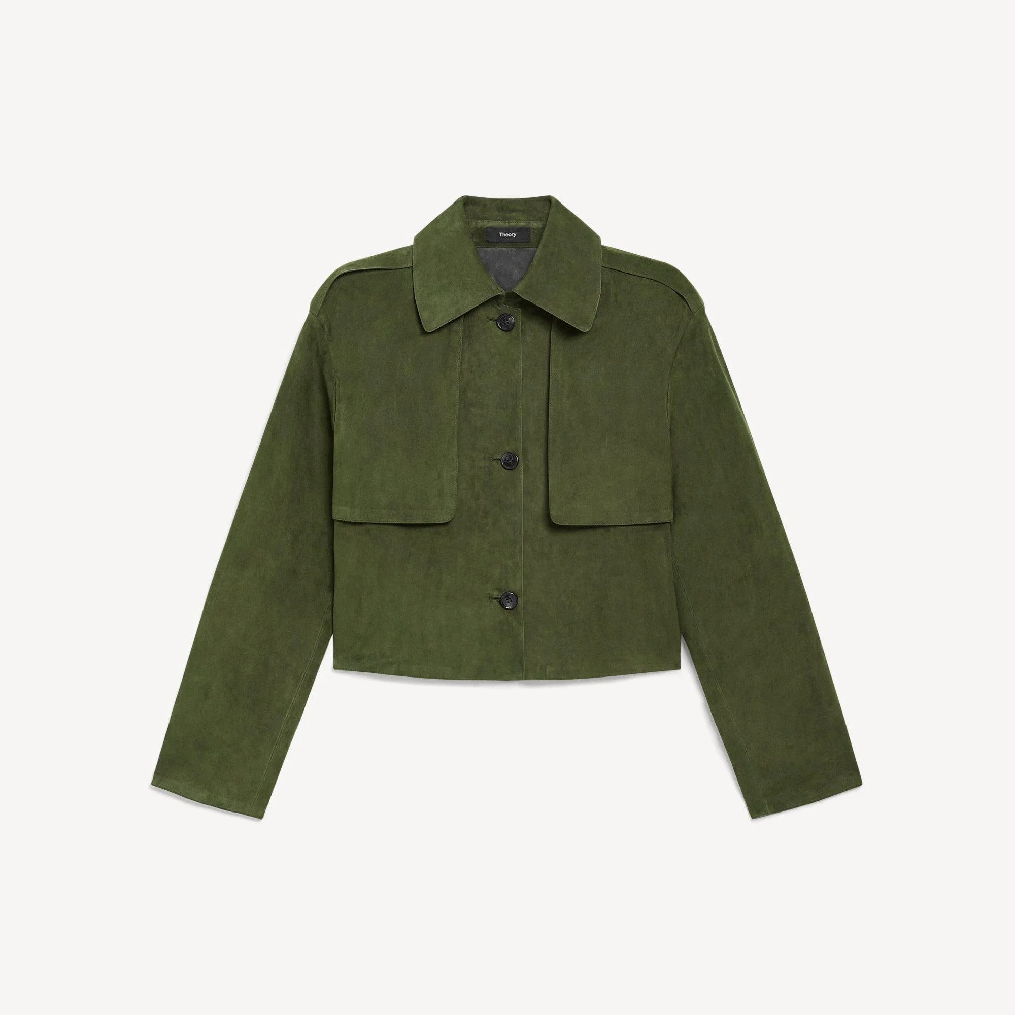 Cropped Trench Coat in Suede - 1