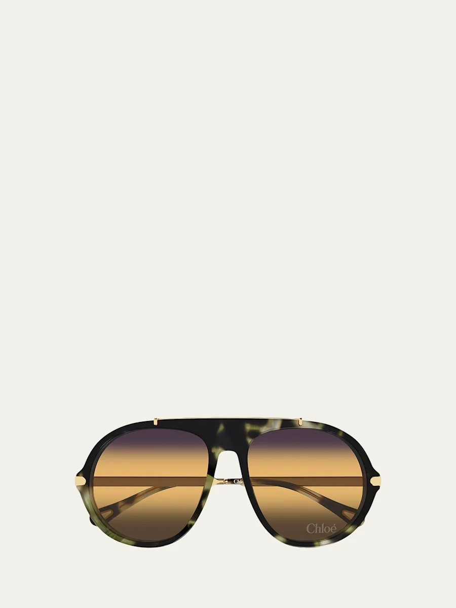 58mm Acetate & Metal Aviator Sunglasses - 1