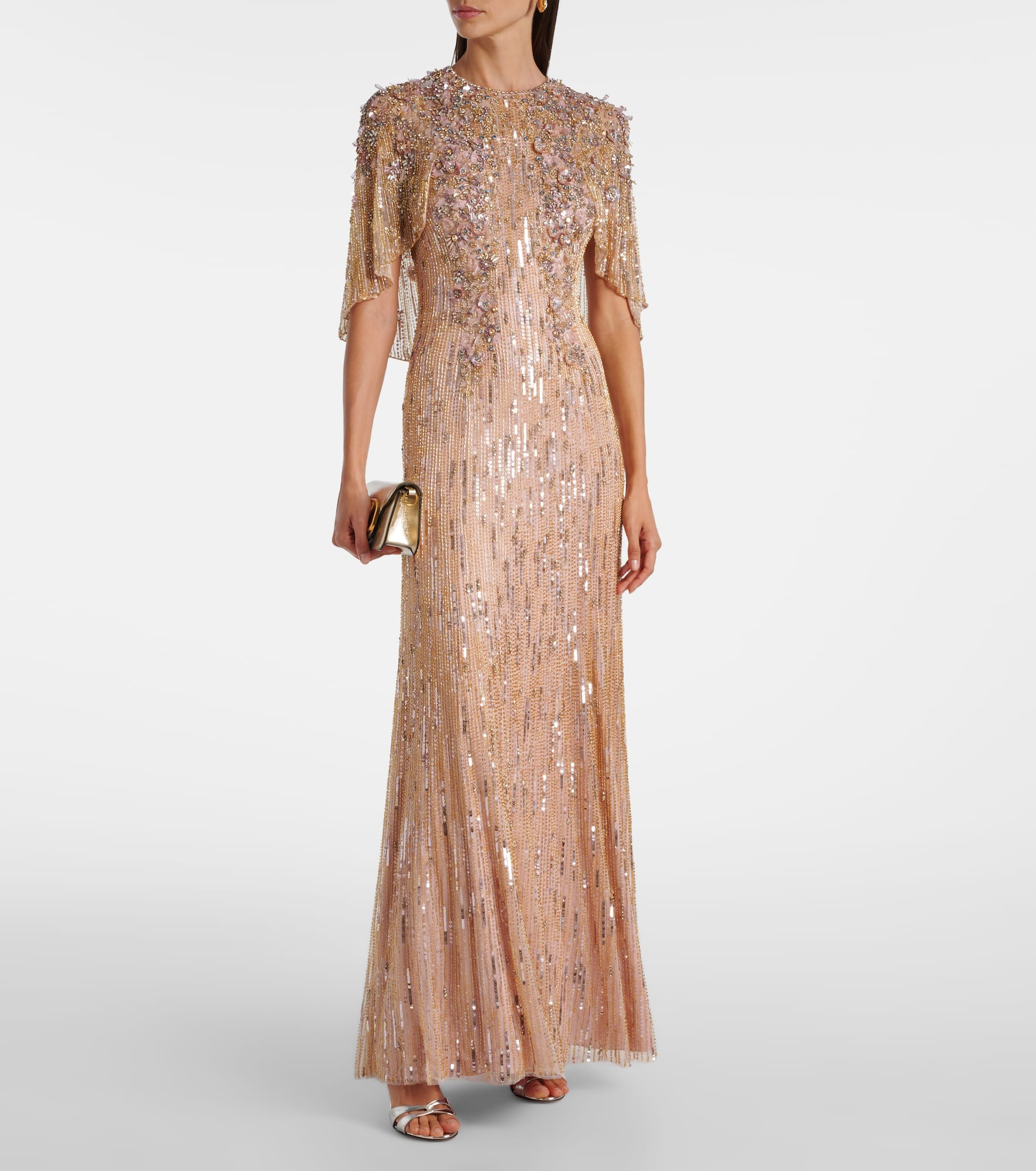 Astra sequined caped gown - 2