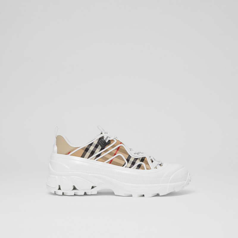 Vintage Check Cotton and Leather Arthur Sneakers - 1
