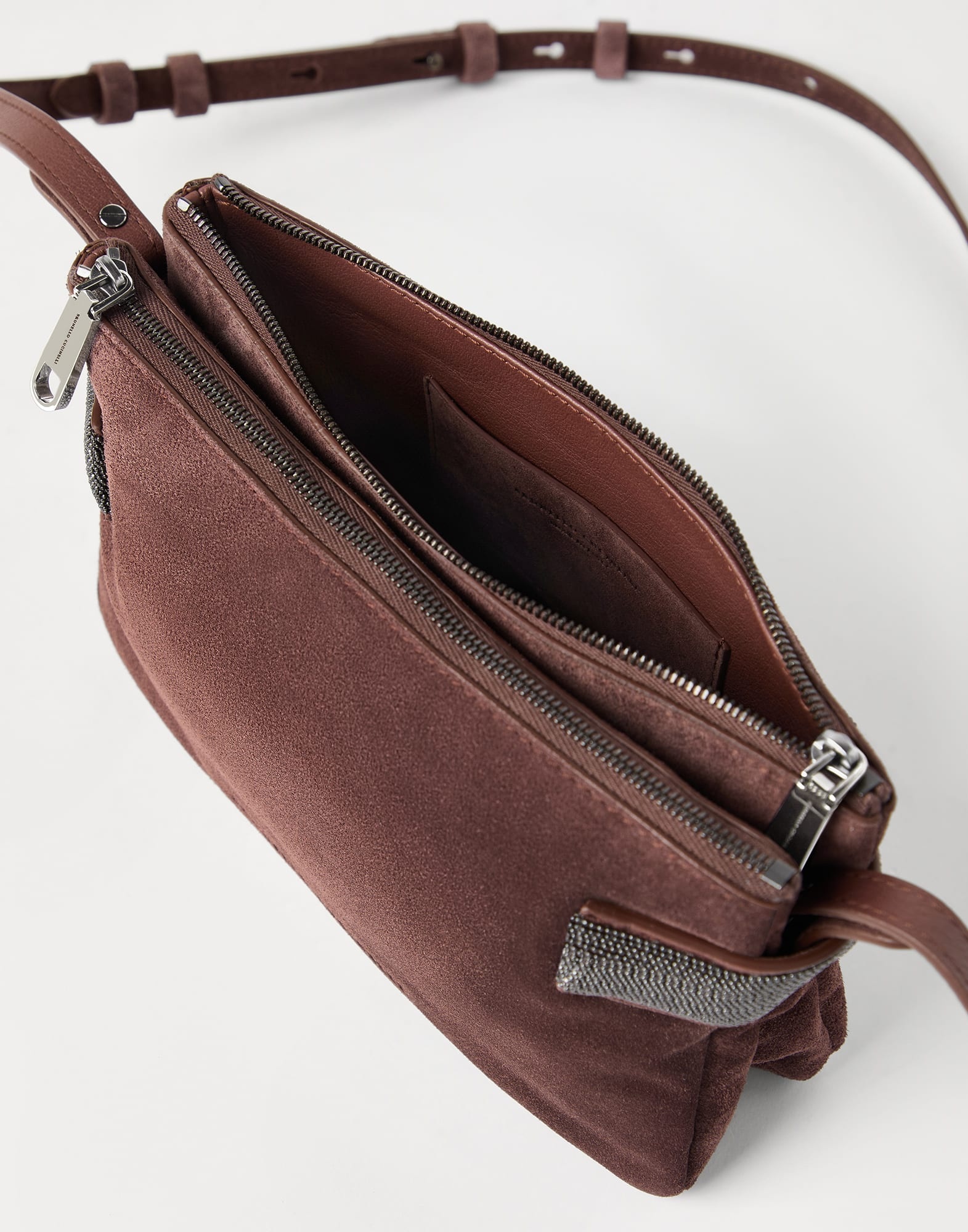 Essence mini shoulder bag in suede with precious bands - 5