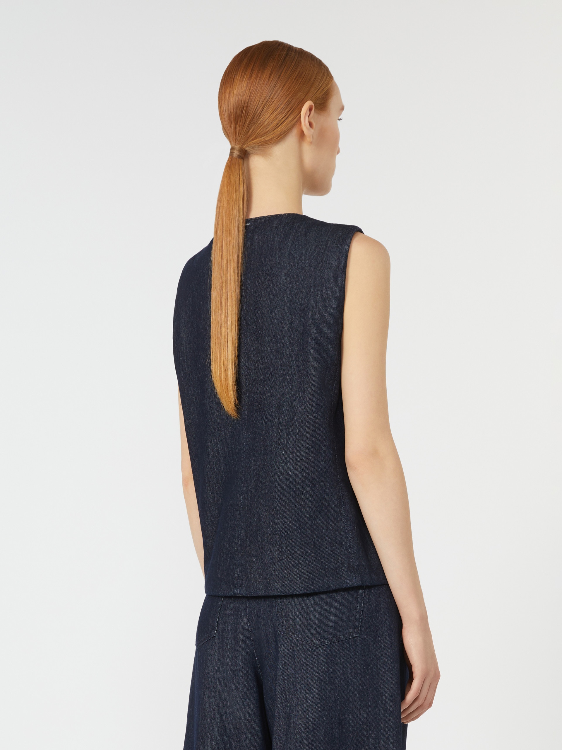 CINZIA Single-breasted denim gilet - 4