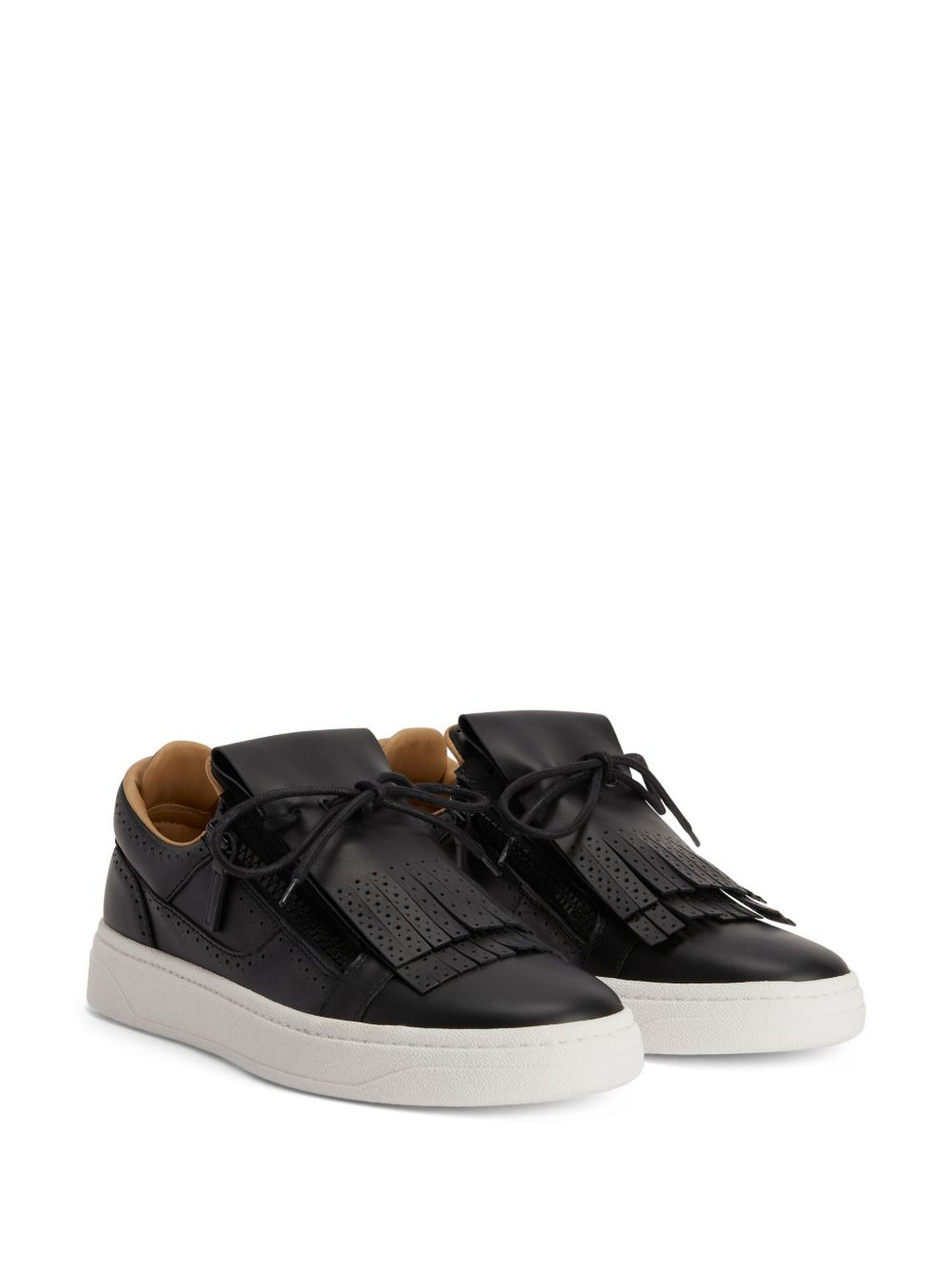 fringed leather sneakers - 2