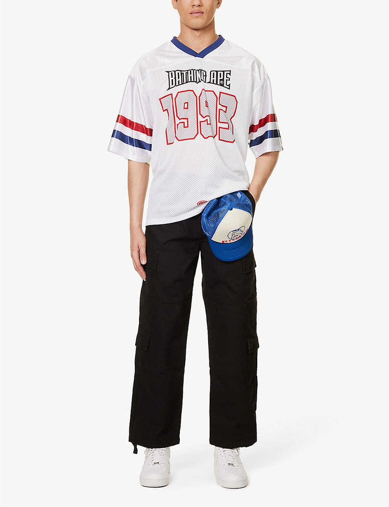 A BATHING APE® Graphic-print V-neck relaxed-fit mesh T-shirt outlook