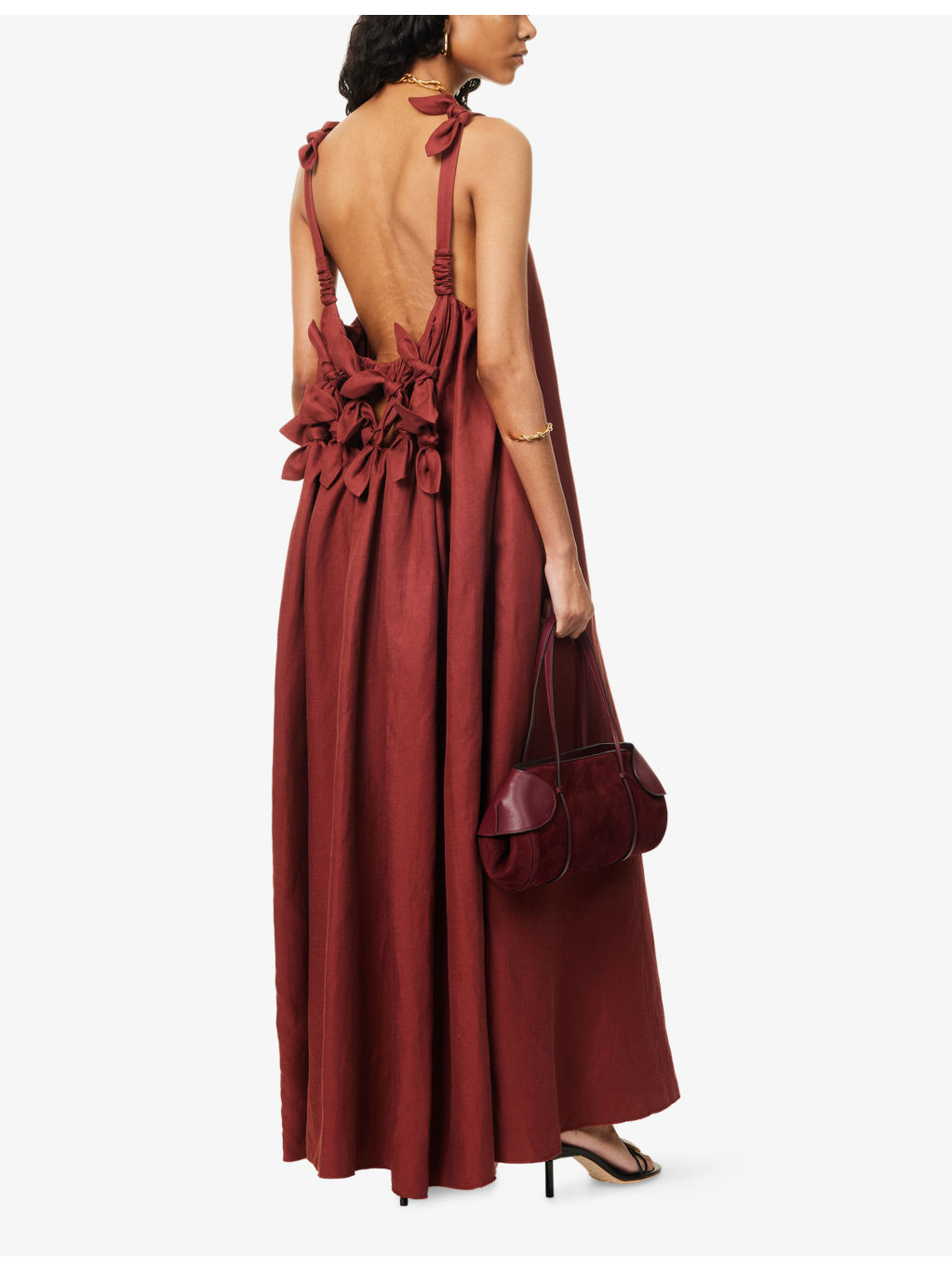 Aras Relaxed-Fit Bow Linen-And-Silk Midi Dress - 2