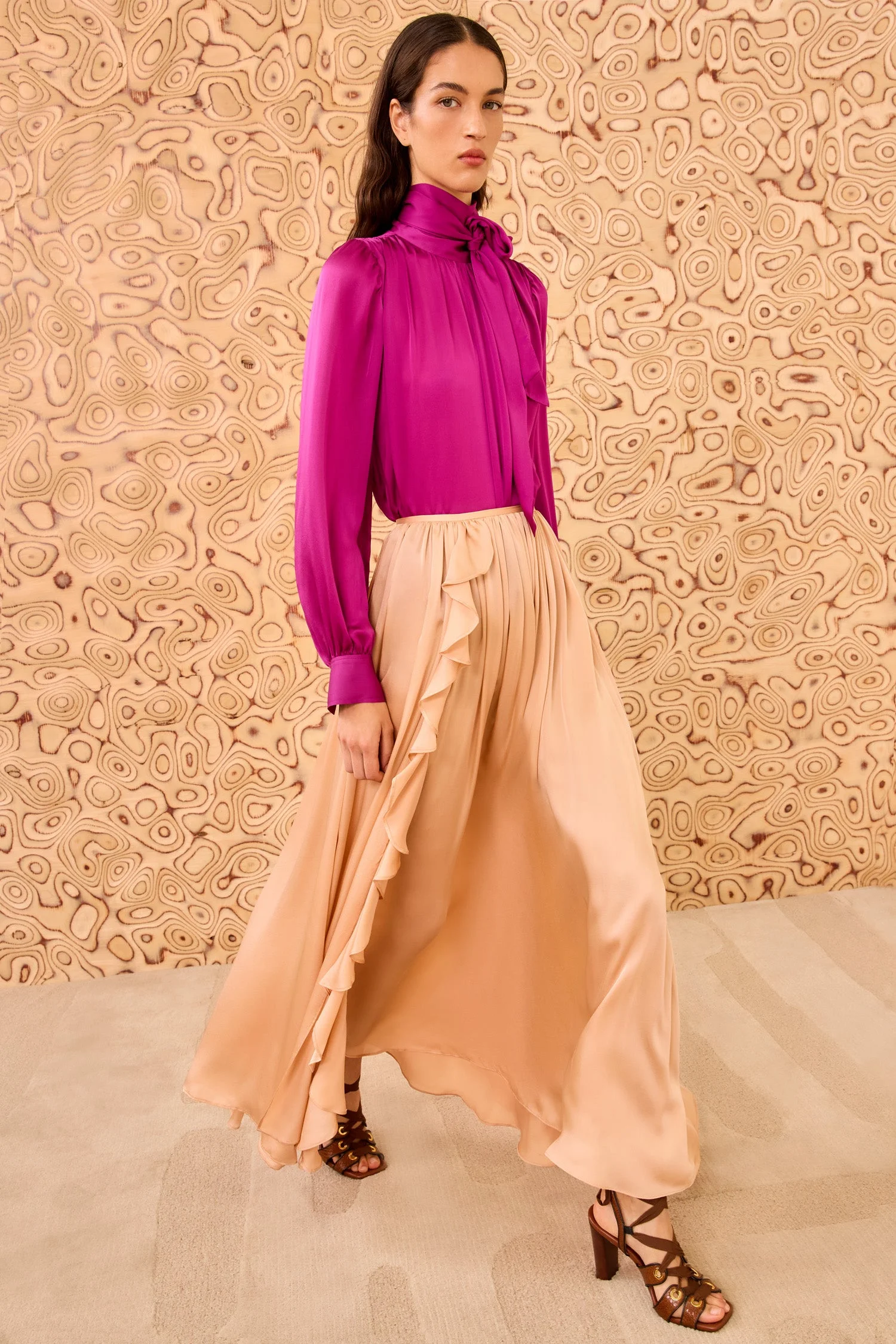 Zena Side Ruffle Midi Skirt - 1