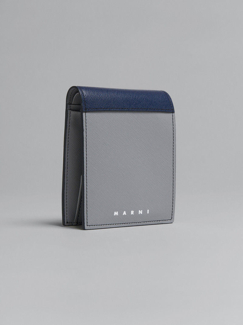 Marni GREY AND BLUE SAFFIANO LEATHER BI-FOLD WALLET outlook