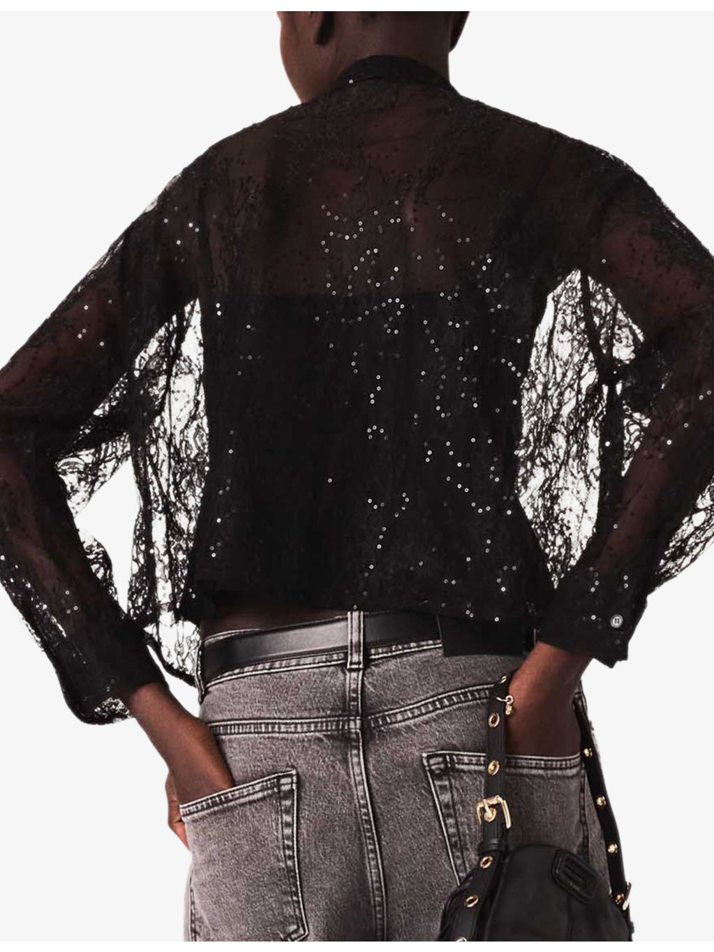Pussybow Sequin-Embellished Lace Shirt - 4