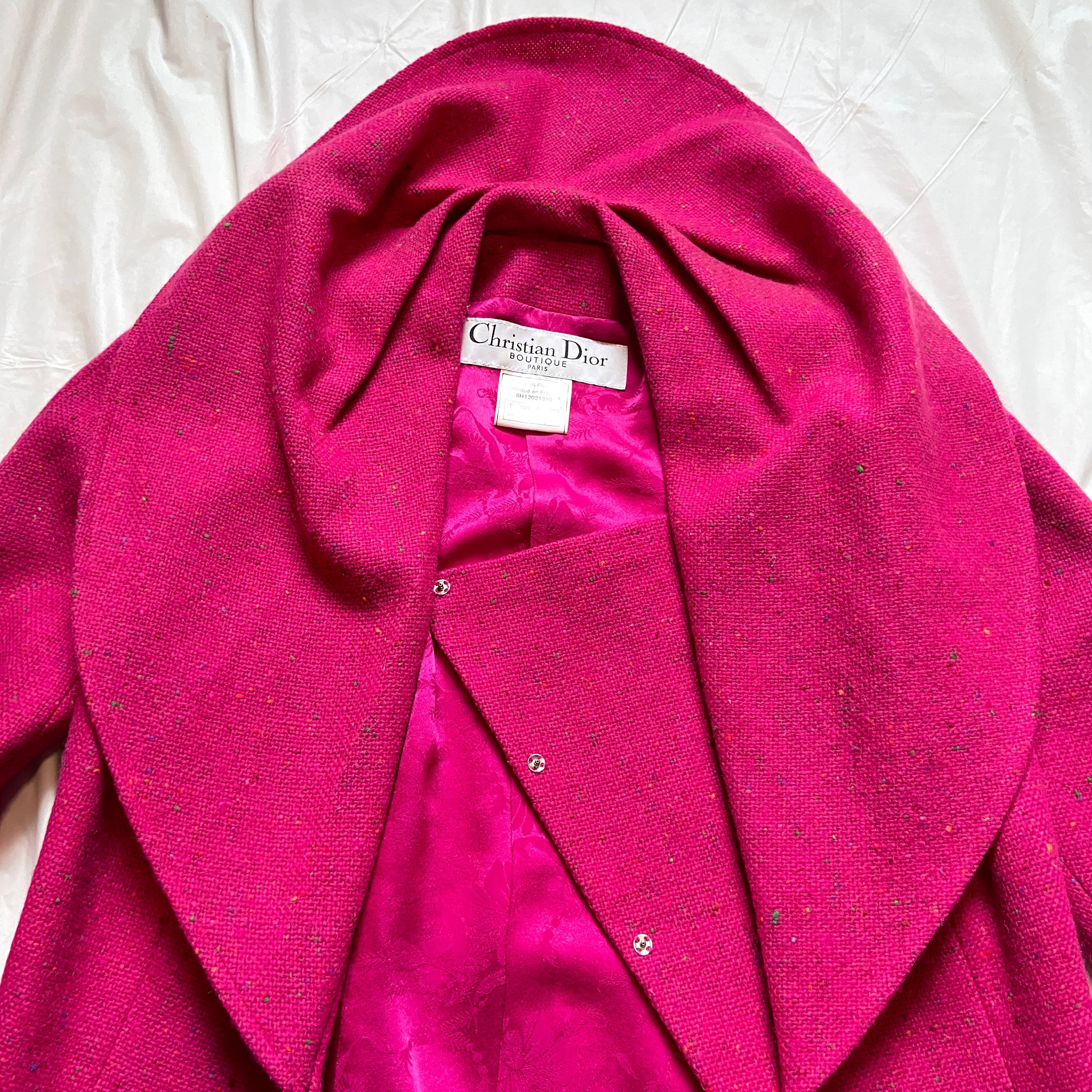 Dior fw1998 galliano pink sprinkle wool blazer coat bar jacket - 18