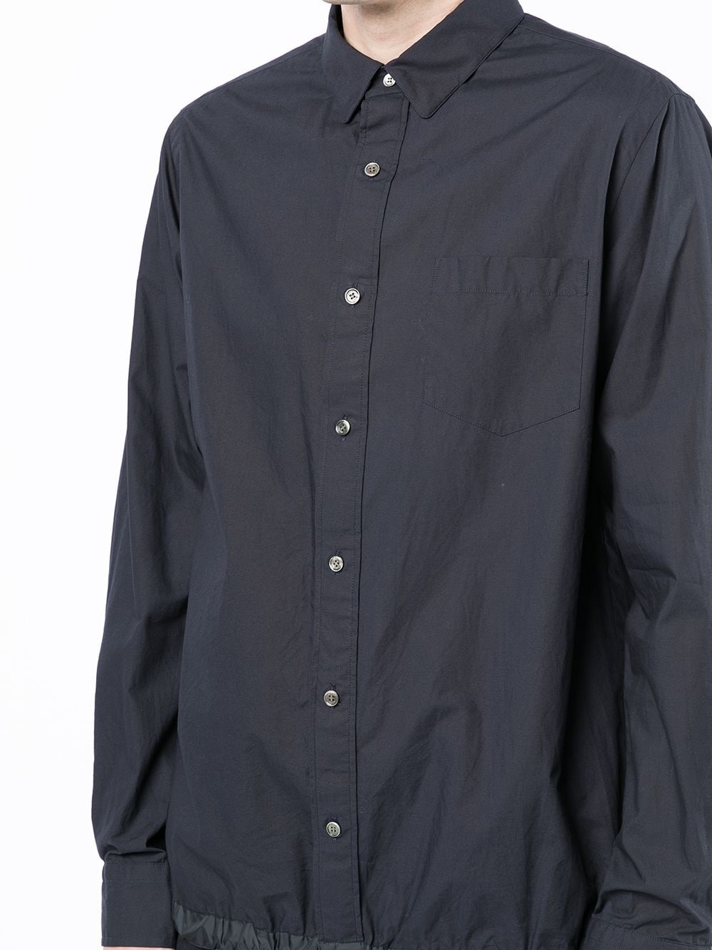 elasticated hem button-up shirt - 5