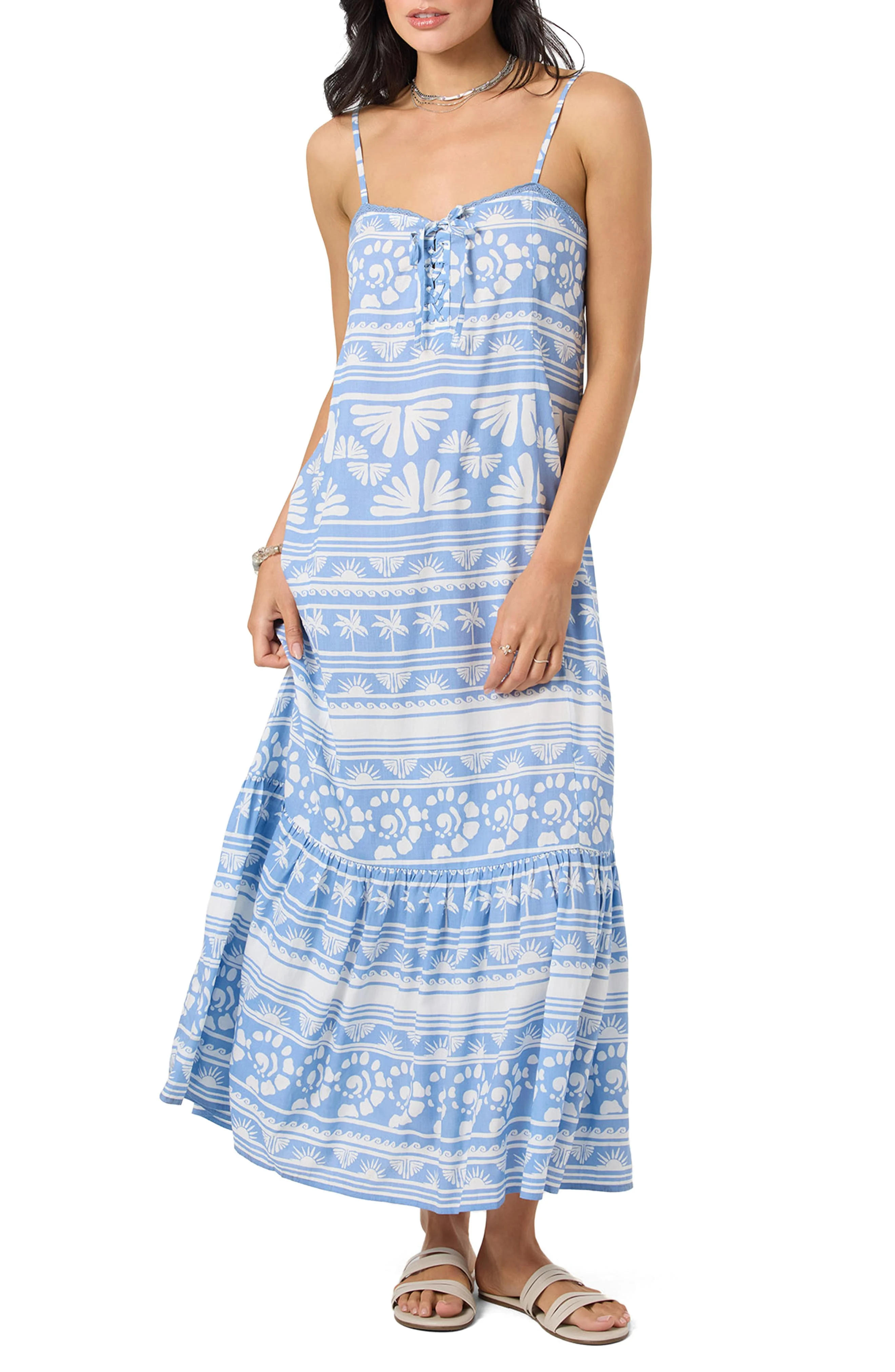 O'Neill Tasmin Abstract Print Maxi Dress in Azurine at Nordstrom - 1