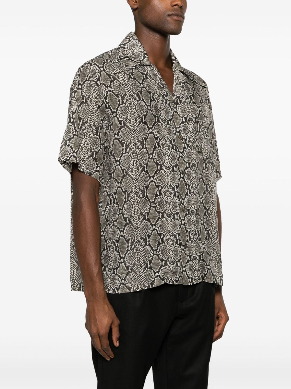 short-sleeve snakeskin-print shirt - 3