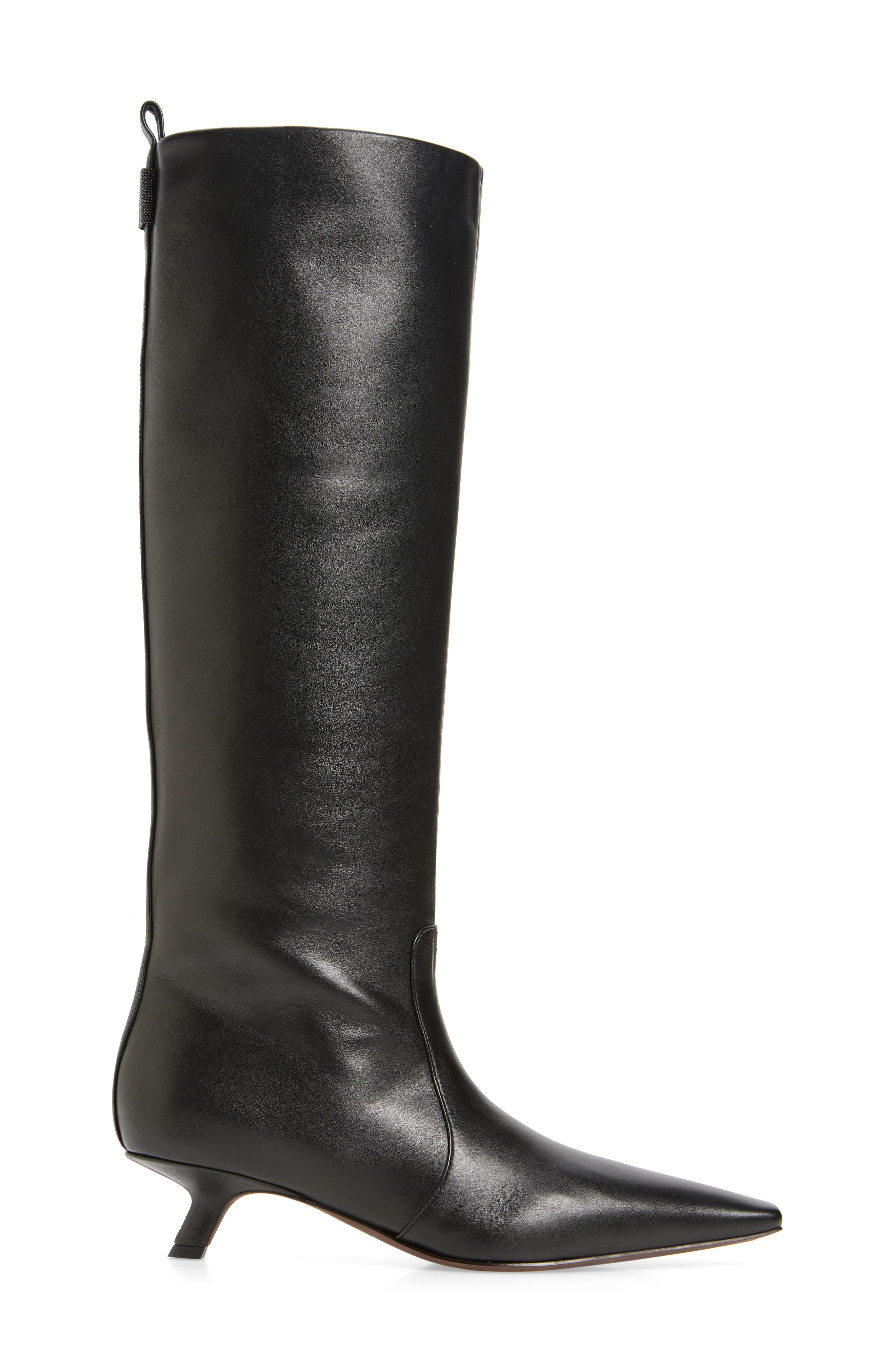Brunello Cucinelli Kitten Heel Tall Boot in C101 Nero at Nordstrom - 3