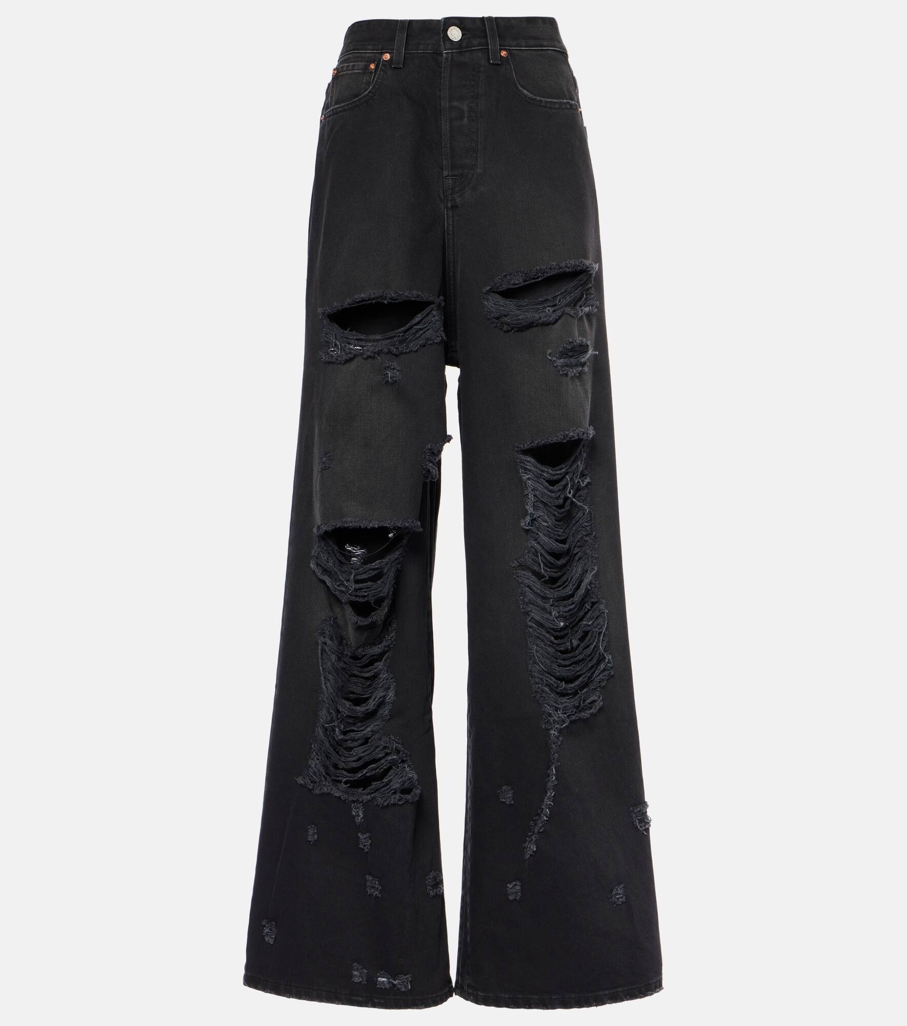 Big Shape distressed wide-leg jeans - 1