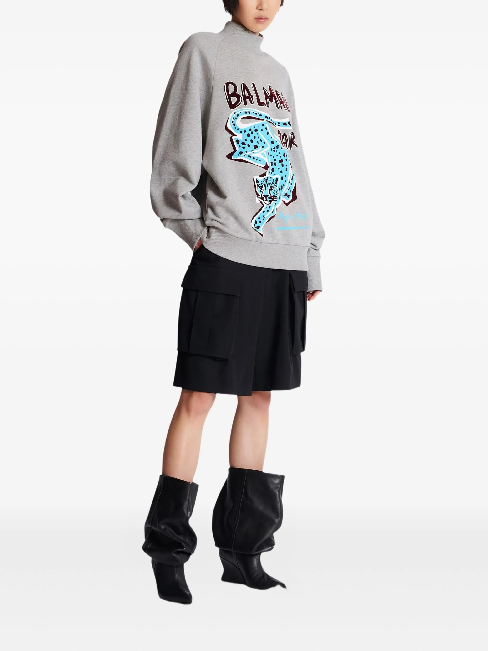 Balmain Cheetah-print Turtleneck Sweatshirt - 2