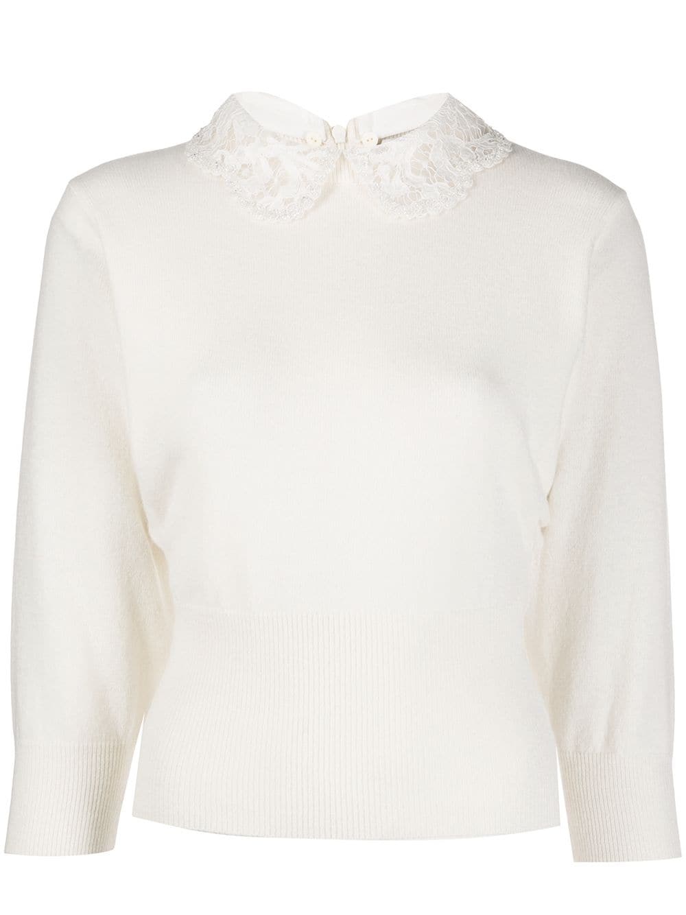 lace collar knitted jumper - 1