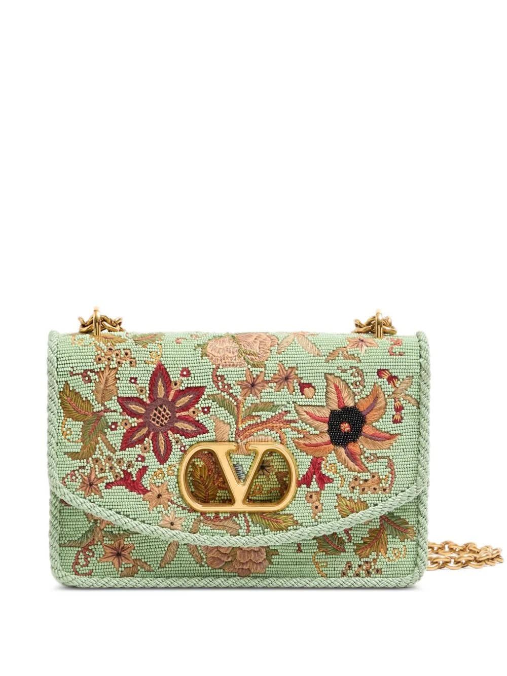floral-embroidered shoulder bag - 1