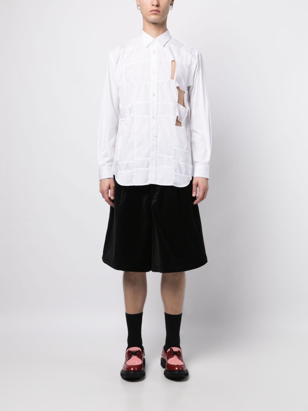 panelled cut-out cotton shirt - 2
