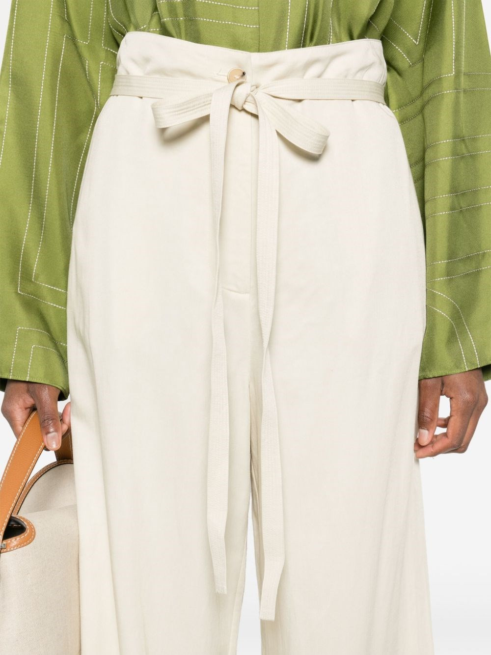 Tie-waist fluid trousers - 3