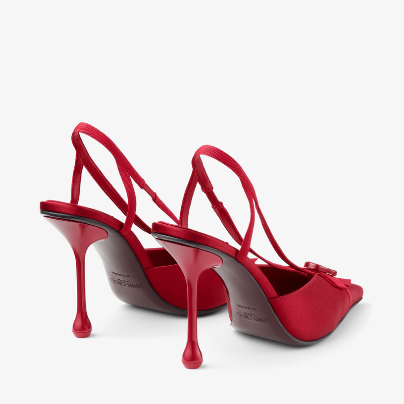 Faya 95 Ruby Red Satin and Grosgrain Slingbacks 6