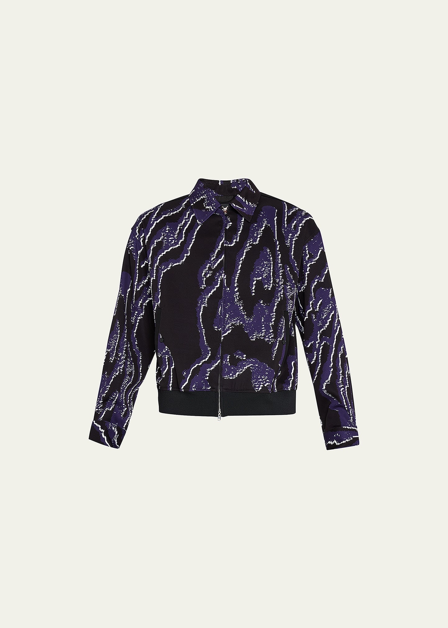 Men's Wood Grain-Print Bomber Jacket - 1