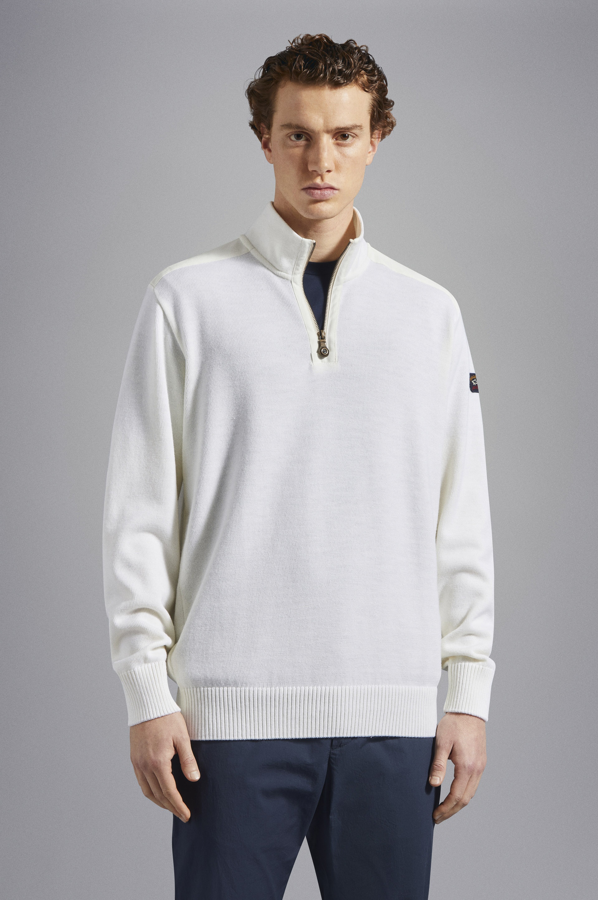 BRETAGNE WOOL HALF ZIP SWEATER WITH ICONIC BADGE - 5