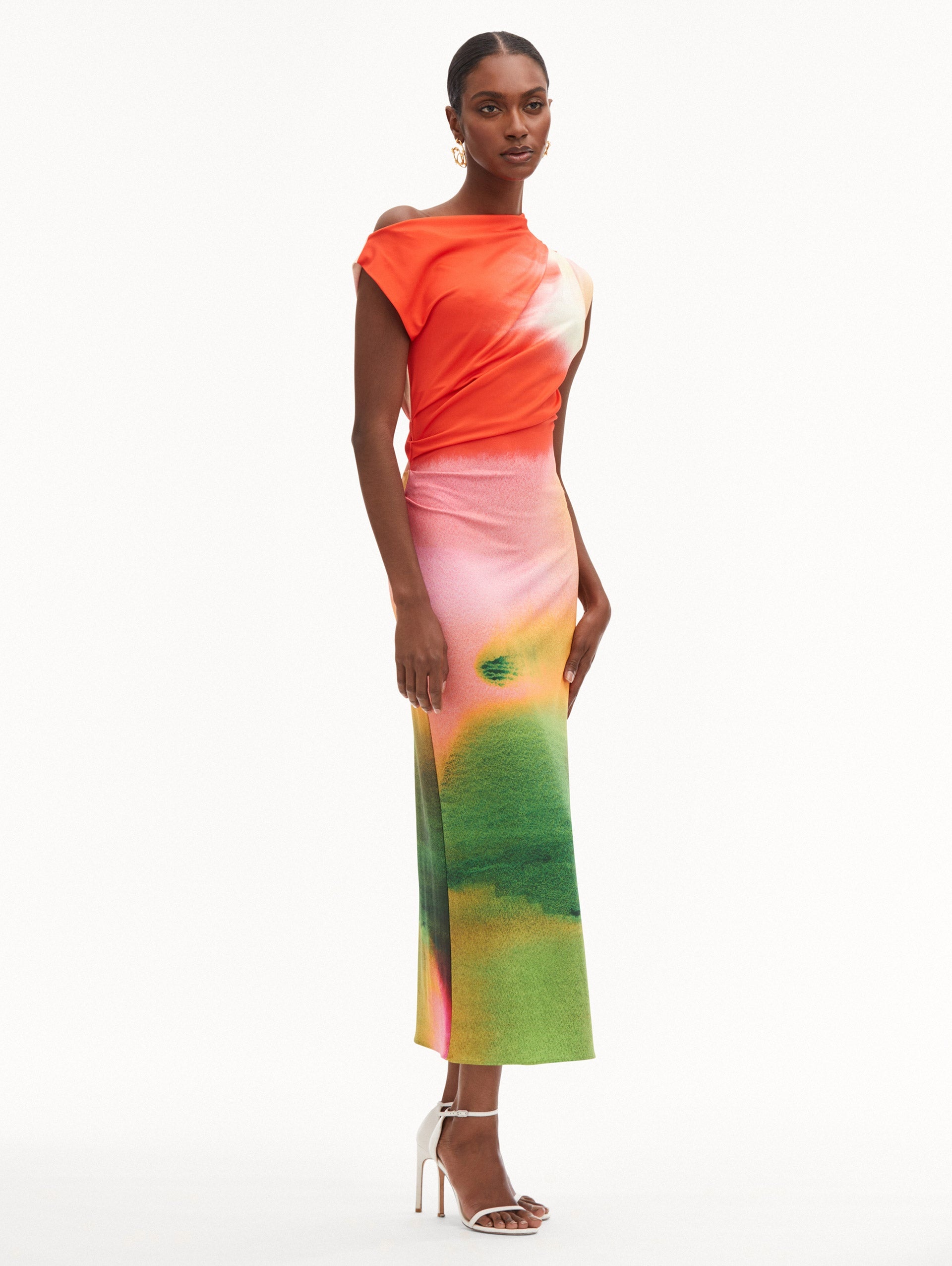 ABSTRACT WATERCOLOR JERSEY DRESS - 4