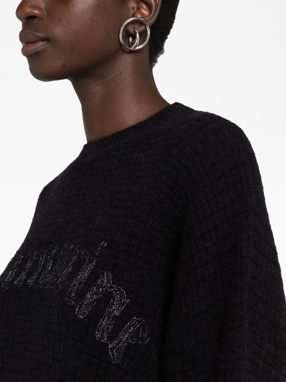 logo-embroidered chunky-knit jumper - 3