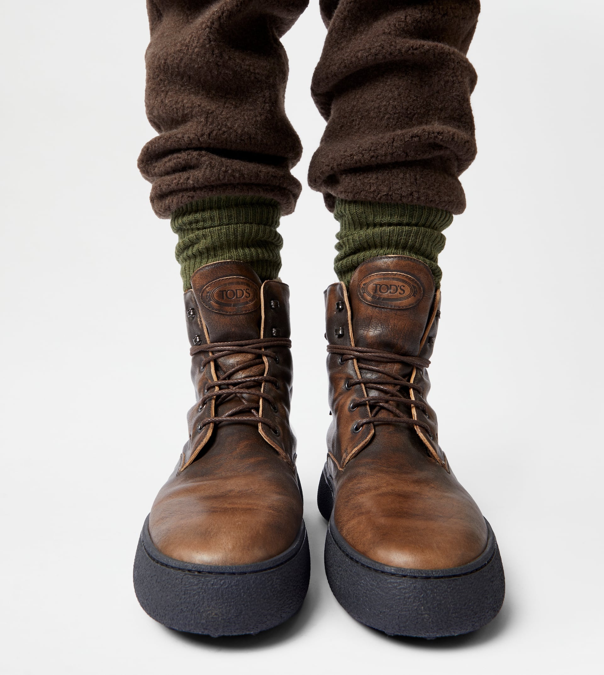 TOD'S W. G. LACE-UP ANKLE BOOTS IN LEATHER - BROWN - 2