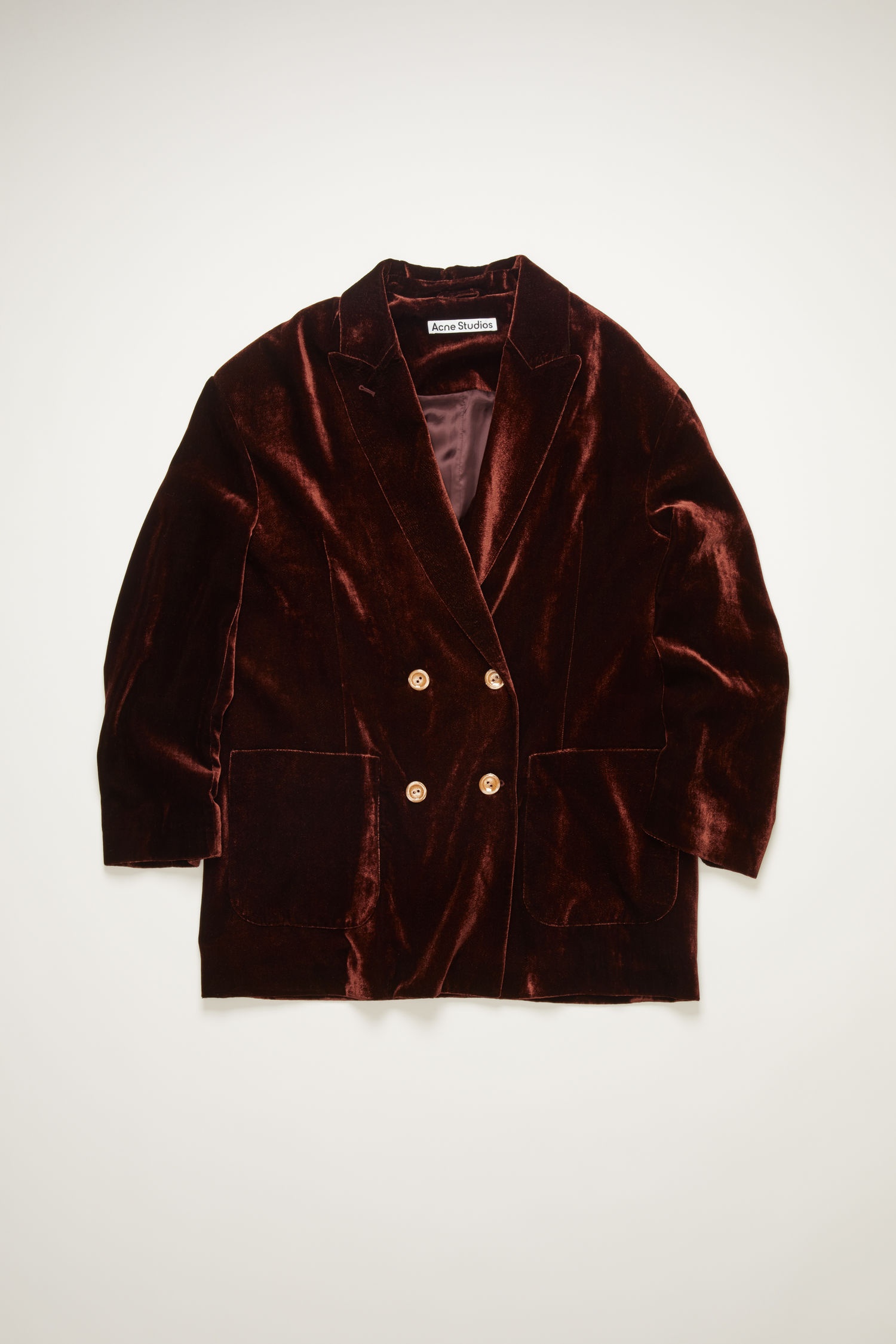 Double-breasted velvet jacket dark brown - 1