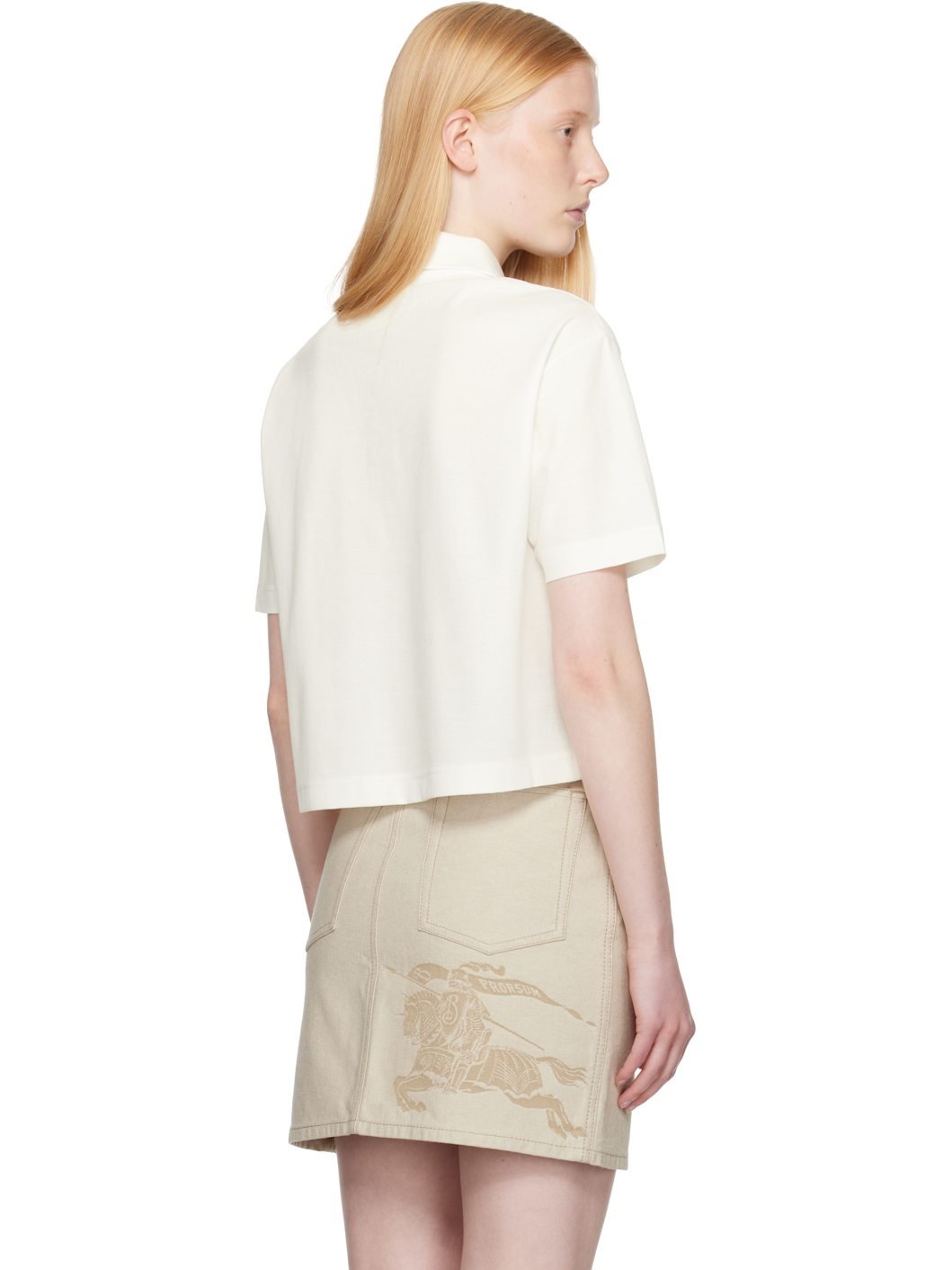 White Cropped Cotton Polo - 3