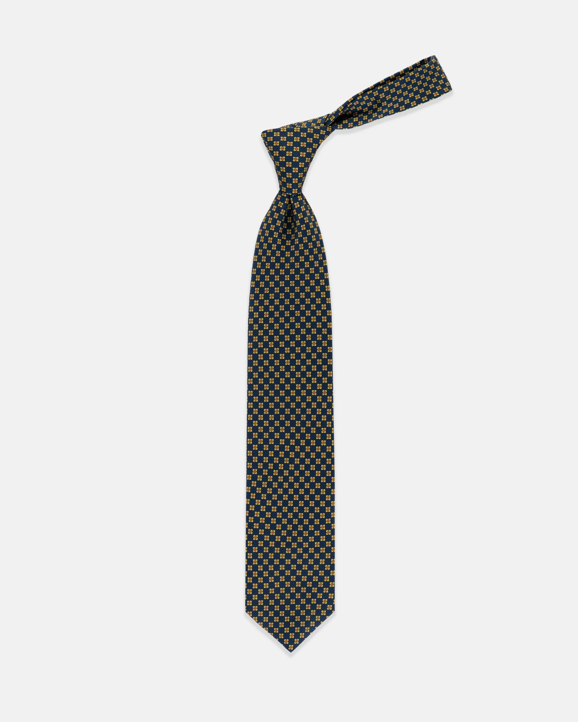 MADE-IN-ENGLAND NAVY COROLLA FOULARD TIE - 1