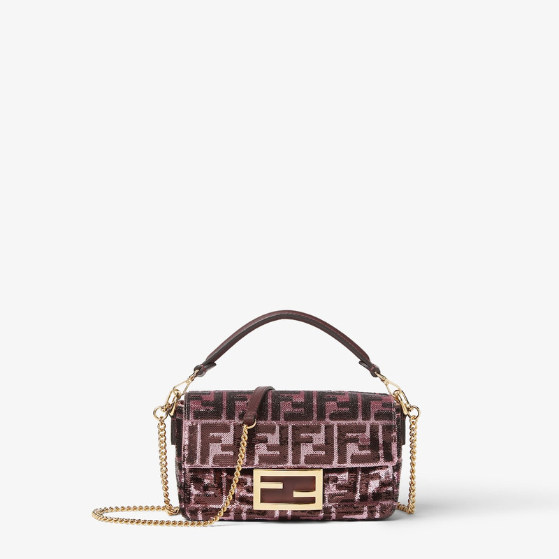 Baguette® Mini Pink and burgundy FF sequin bag 1