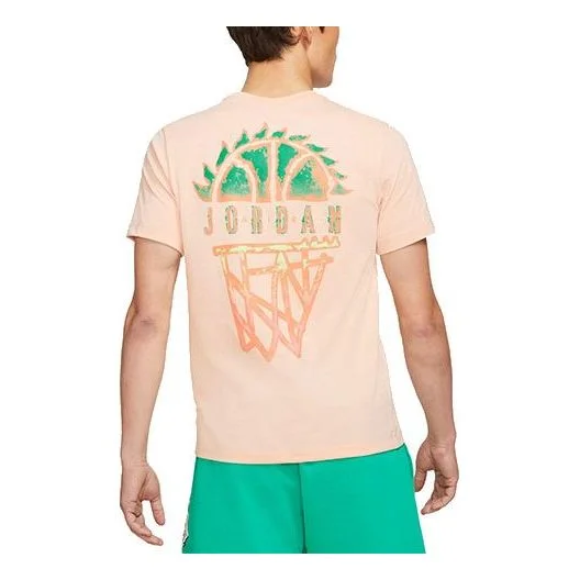Air Jordan DNA Logo Geometry Pattern Printing Round Neck Short Sleeve Orange Pink DQ8643-800 - 1