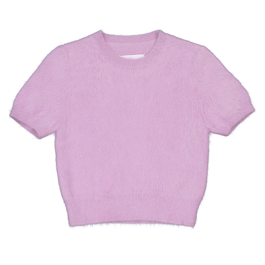 Maison Margiela Ladies Acid Lavender Short-Sleeve Knitted Crop Top - 5